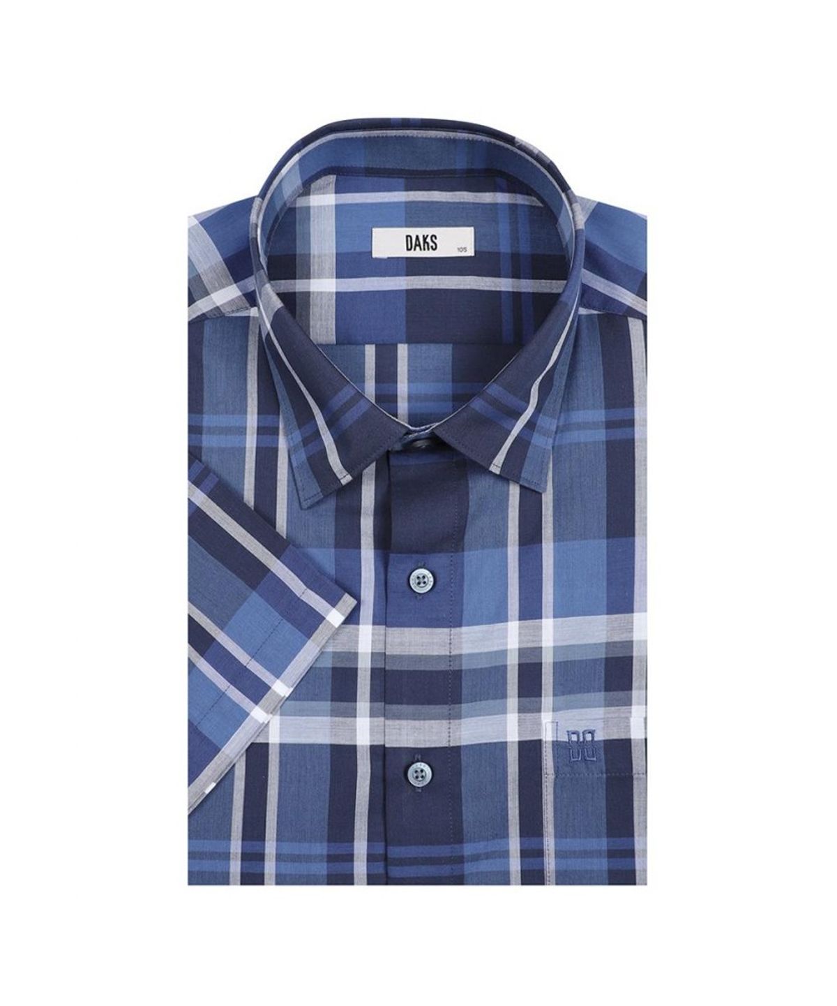 닥스셔츠(DAKS SHIRTS) 면혼방 미듐체크 반팔셔츠 레귤러핏 네이비_DLS2SHCS122N1
