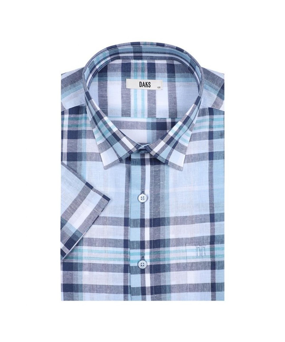 닥스셔츠(DAKS SHIRTS) 린넨혼방 라지체크 반팔셔츠 레귤러핏 블루_DLS2SHCS131B1