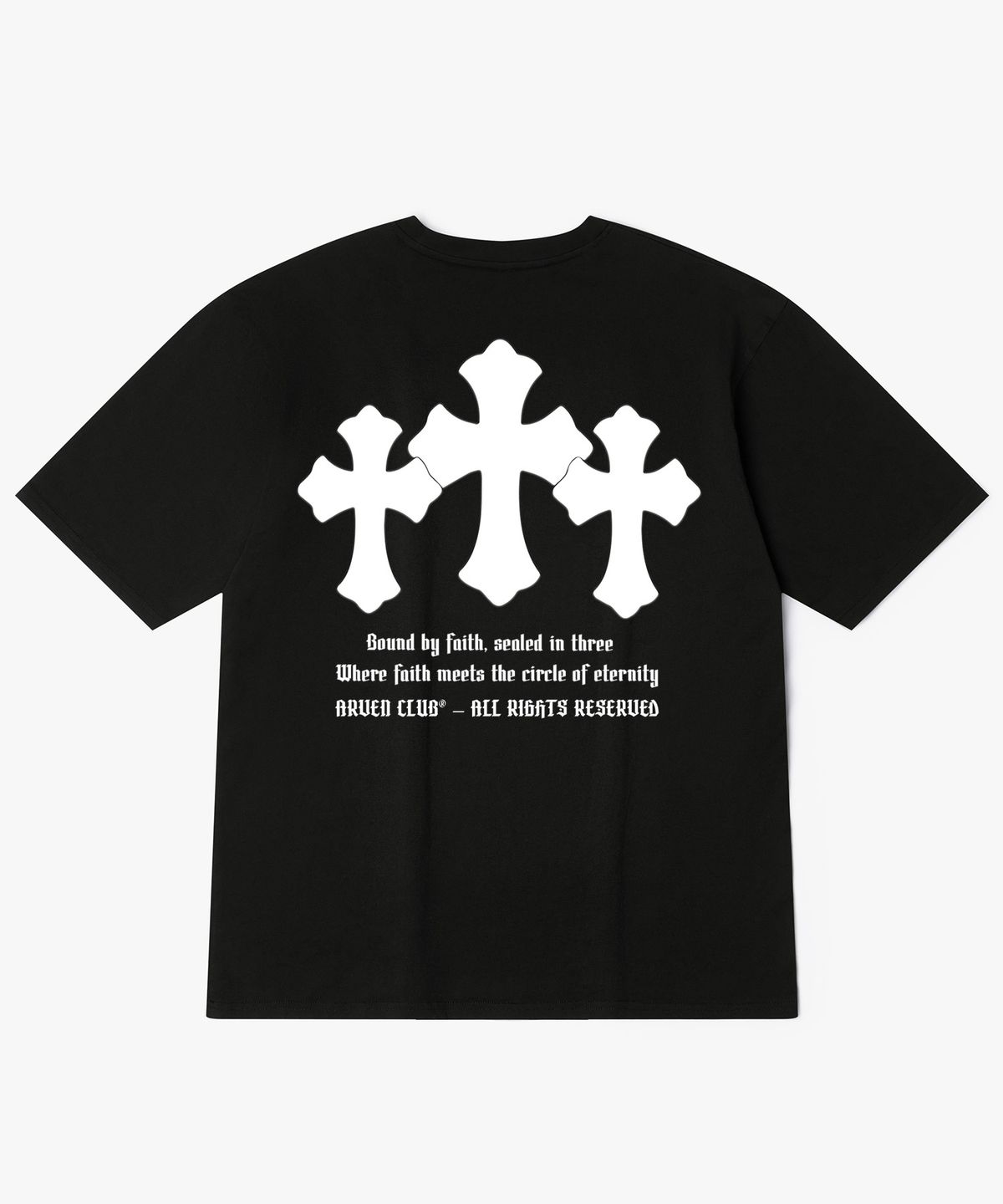 아르벤클럽(ARVEN CLUB) THREE CROSS 백프린팅 반팔티셔츠