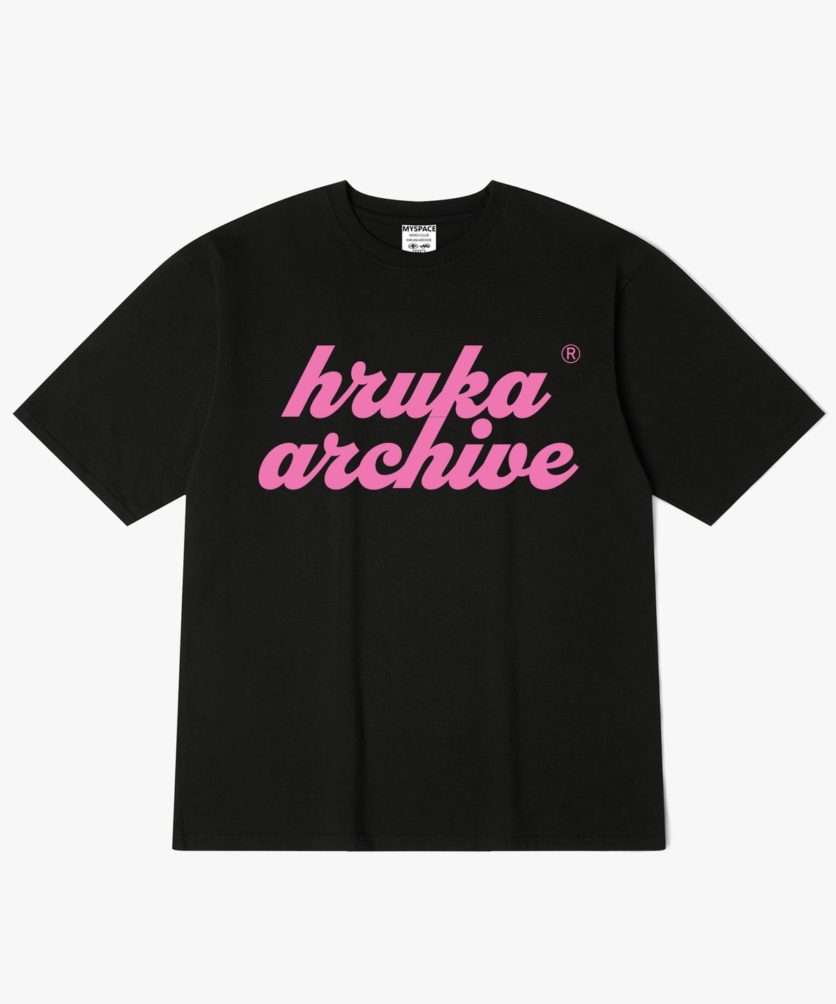히루카 아카이브(HIRUKA ARCHIVE) OVERLAP 핑크 로고 반팔티셔츠
