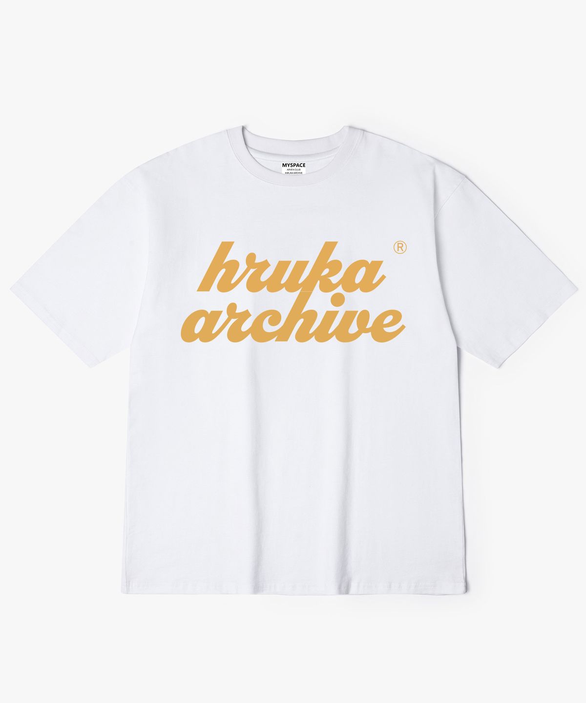 히루카 아카이브(HIRUKA ARCHIVE) OVERLAP 옐로우 로고 반팔티셔츠