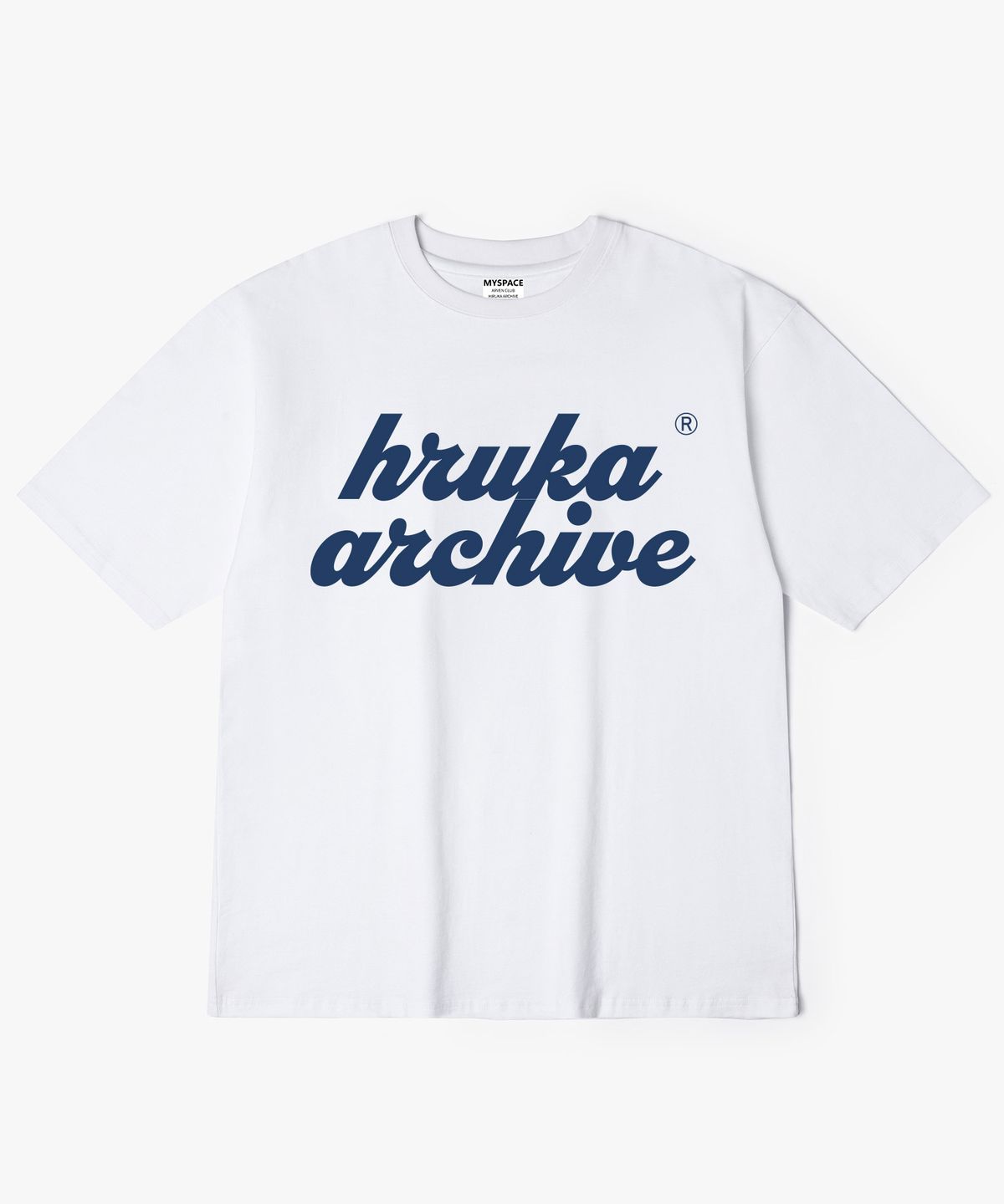 히루카 아카이브(HIRUKA ARCHIVE) OVERLAP 네이비 로고 반팔티셔츠