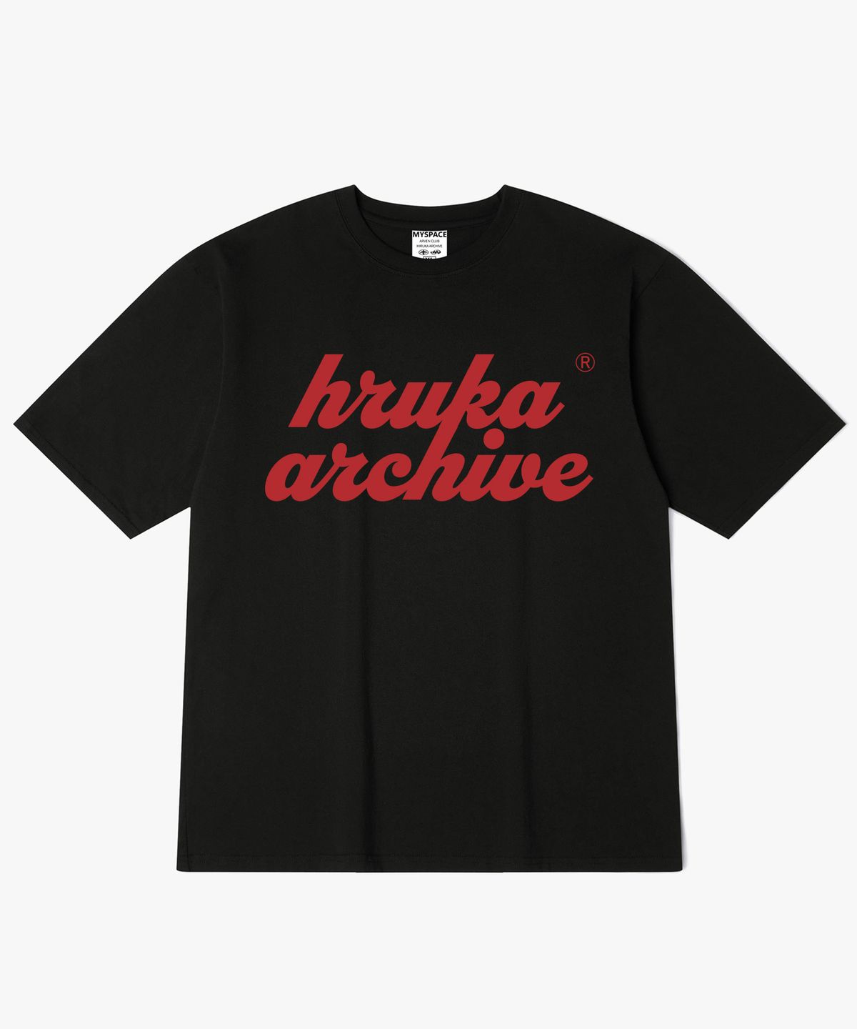 히루카 아카이브(HIRUKA ARCHIVE) OVERLAP 레드 로고 반팔티셔츠