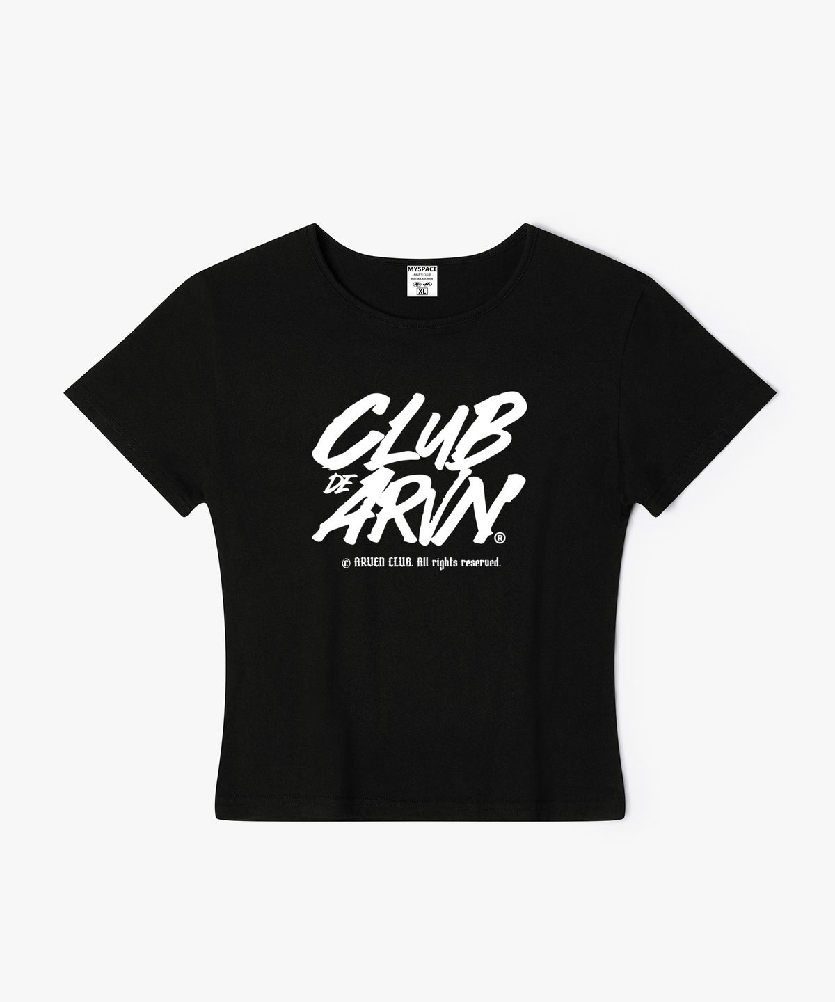 아르벤클럽(ARVEN CLUB) CLUB DE ARVEN 로고 여성 슬림핏 반팔티셔츠