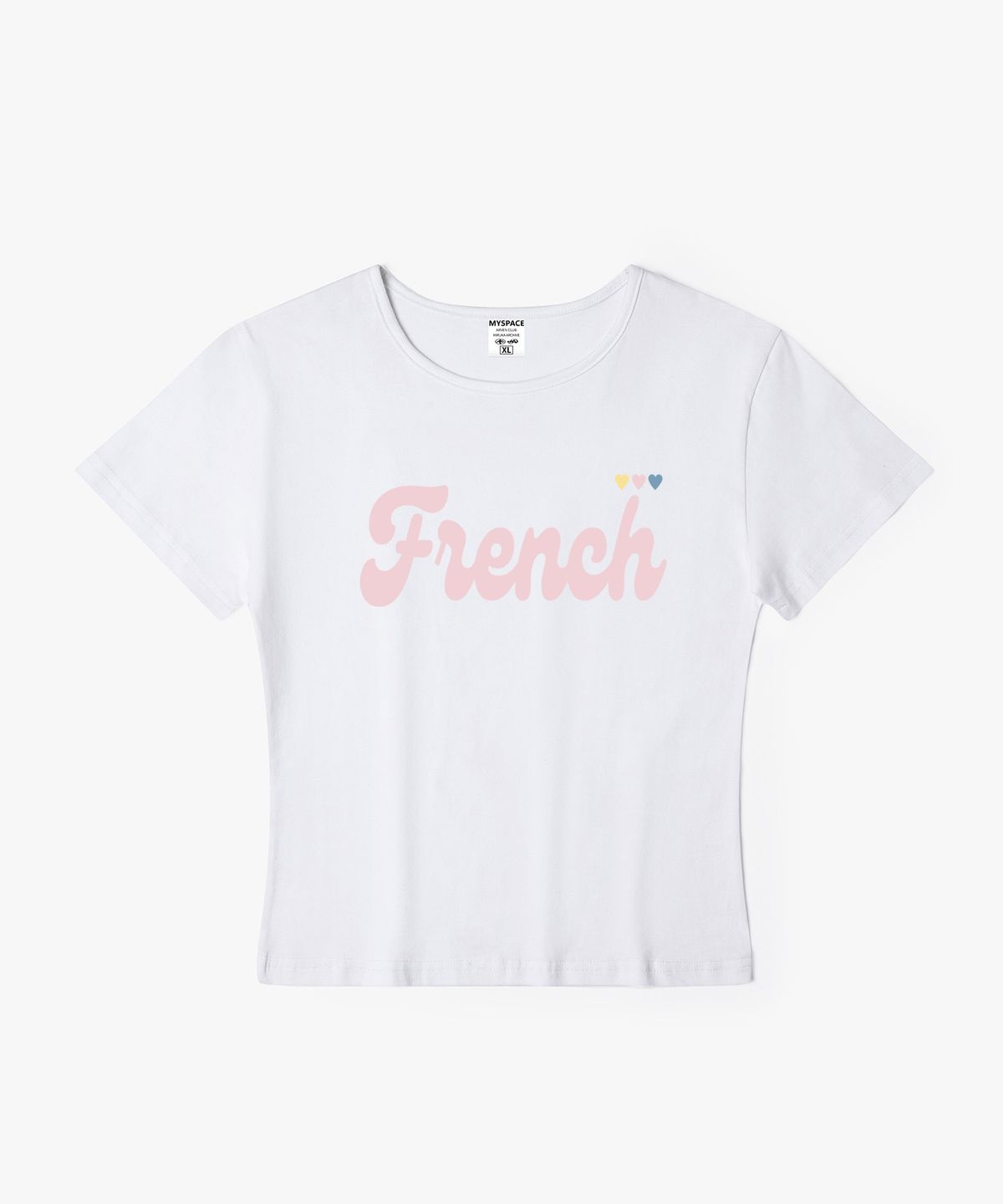 아르벤클럽(ARVEN CLUB) French 비비드 하트 여성 슬림핏 반팔티셔츠