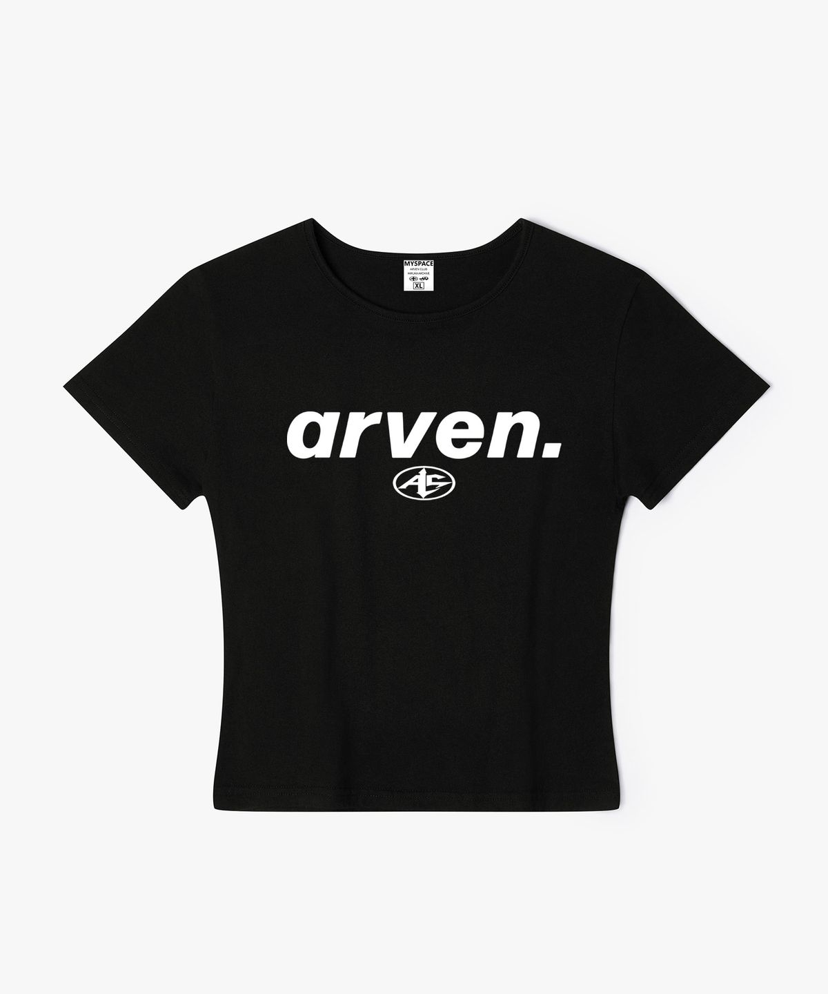 아르벤클럽(ARVEN CLUB) 원도트 워드마크 로고 여성 슬림핏 반팔티셔츠