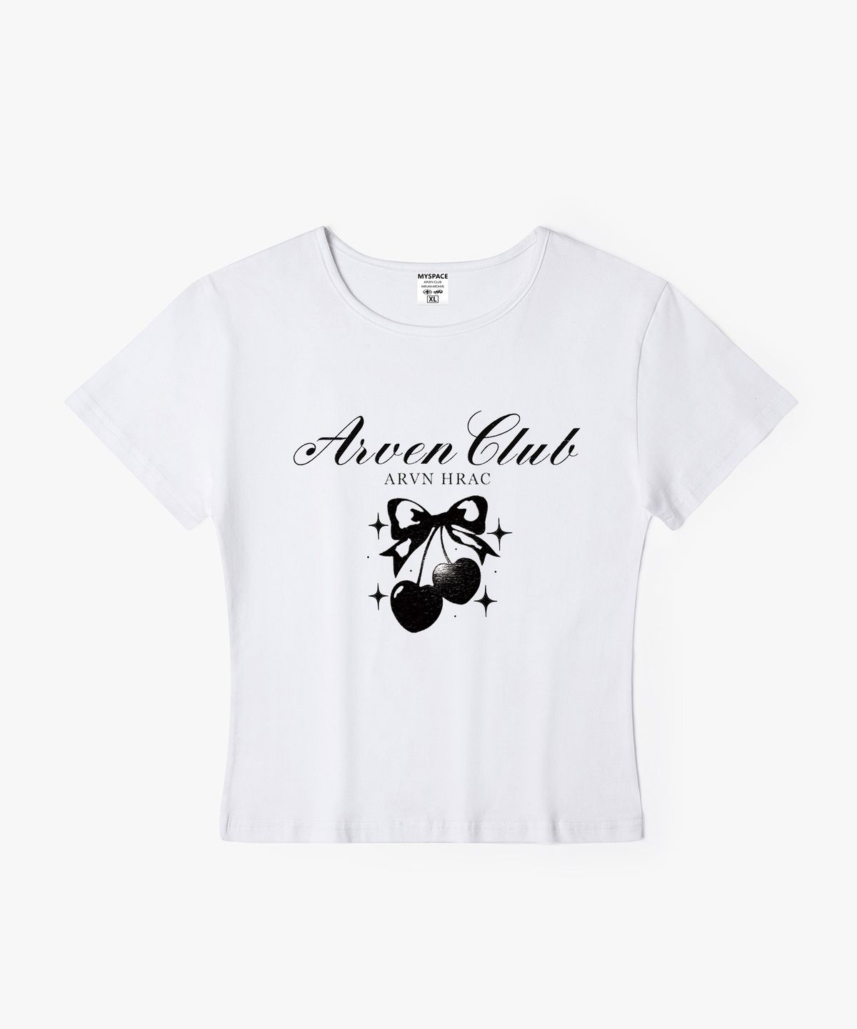 아르벤클럽(ARVEN CLUB) 스탬프 체리 여성 슬림핏 반팔티셔츠