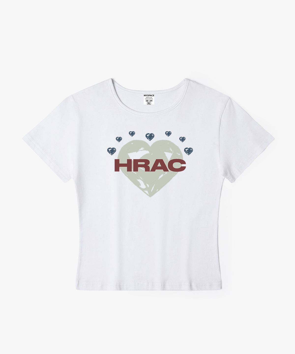 히루카 아카이브(HIRUKA ARCHIVE) HRAC 레이어드 하트 여성 슬림핏 반팔티셔츠