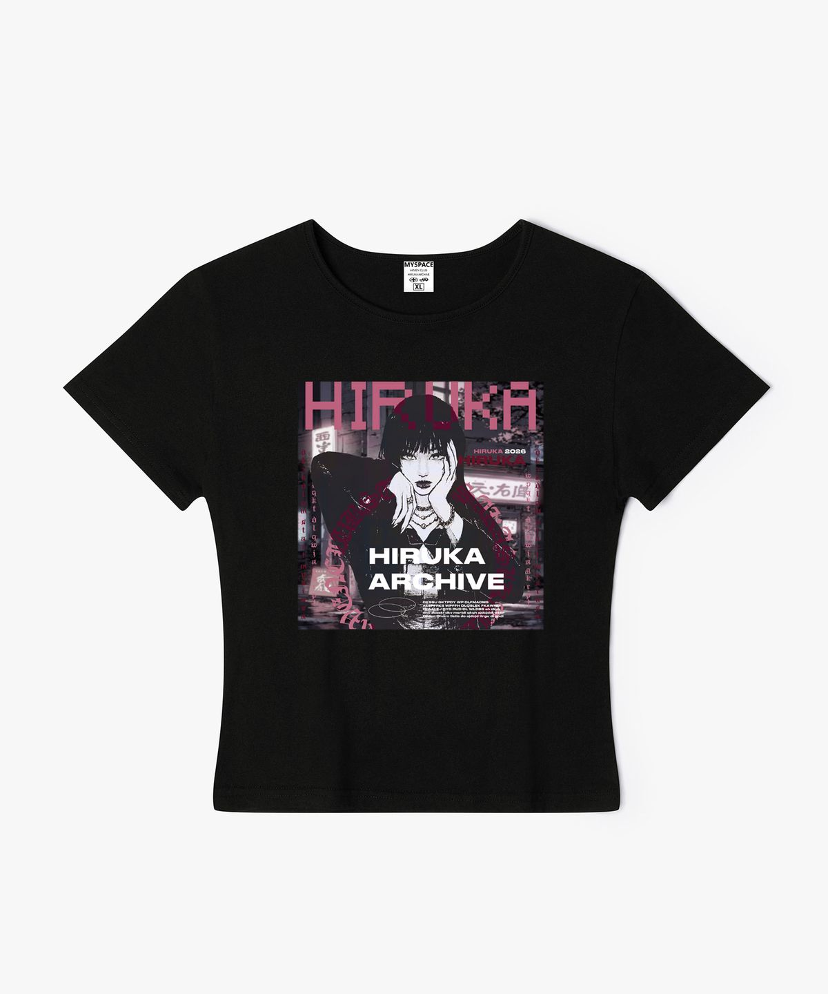 히루카 아카이브(HIRUKA ARCHIVE) 시즈카 쿠로 여성 슬림핏 반팔티셔츠