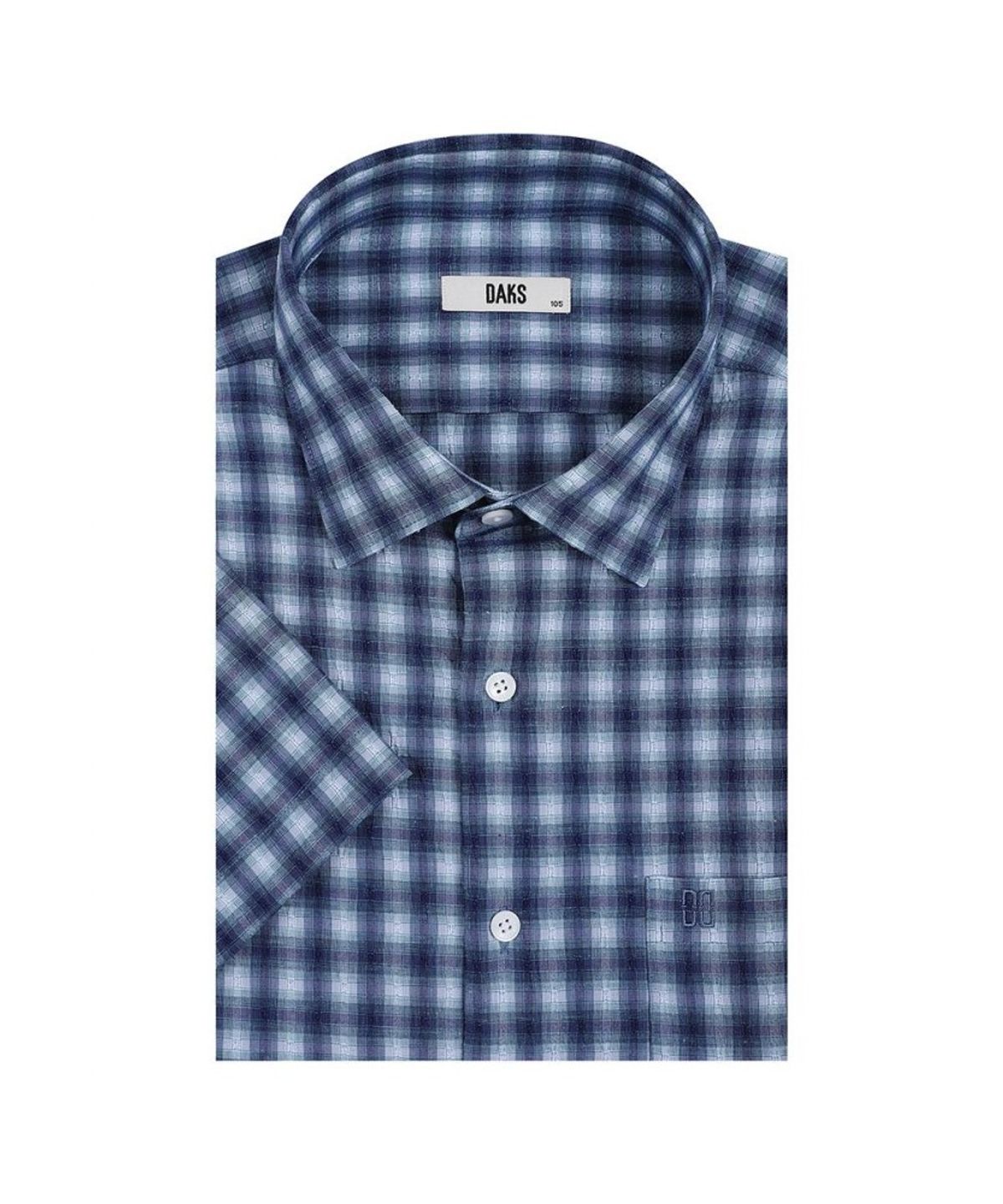 닥스셔츠(DAKS SHIRTS) 린넨혼방 이지케어 스몰체크 스트레치 반팔셔츠_DLS1SHCS104N1