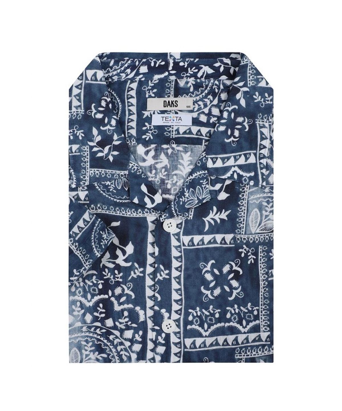 닥스셔츠(DAKS SHIRTS) 린넨 오픈카라 프린트 반팔셔츠_DLS1SHCS170N1