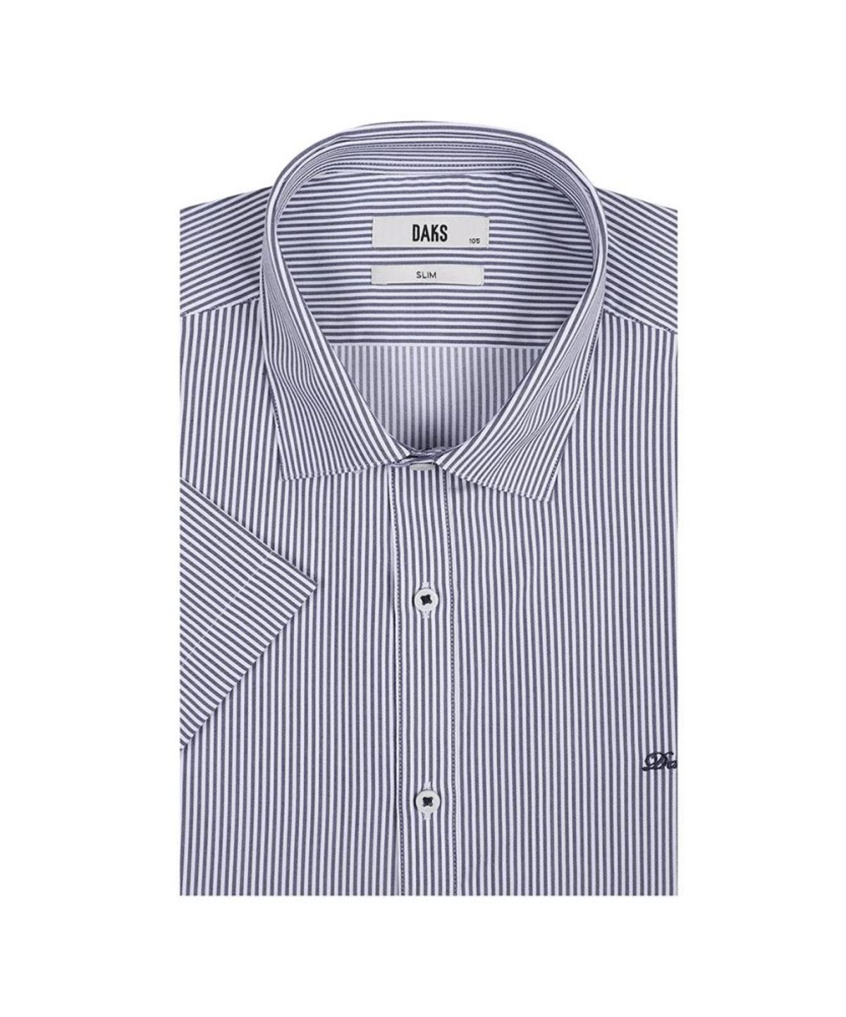 닥스셔츠(DAKS SHIRTS) 스트라이프 반팔셔츠 슬림핏 네이비_DLS2SHDS320N1