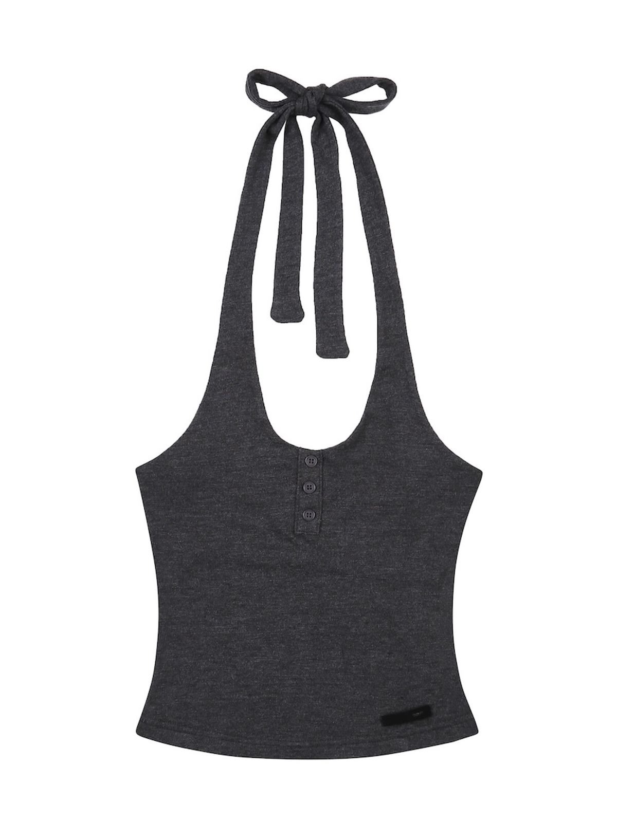 디에스엠티(DSMT) LONG TIE HALTER TOP_CHARCOAL