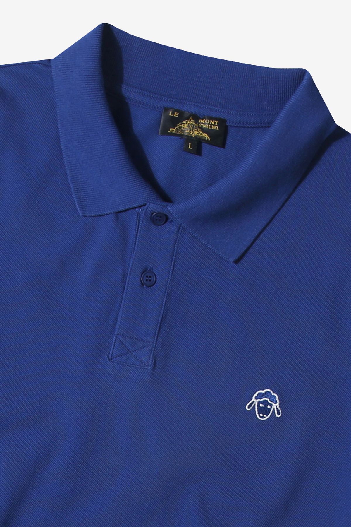 르몽생미셸(LE MONT ST MICHEL) Embroidery Botton Polo T-shirt_Blue