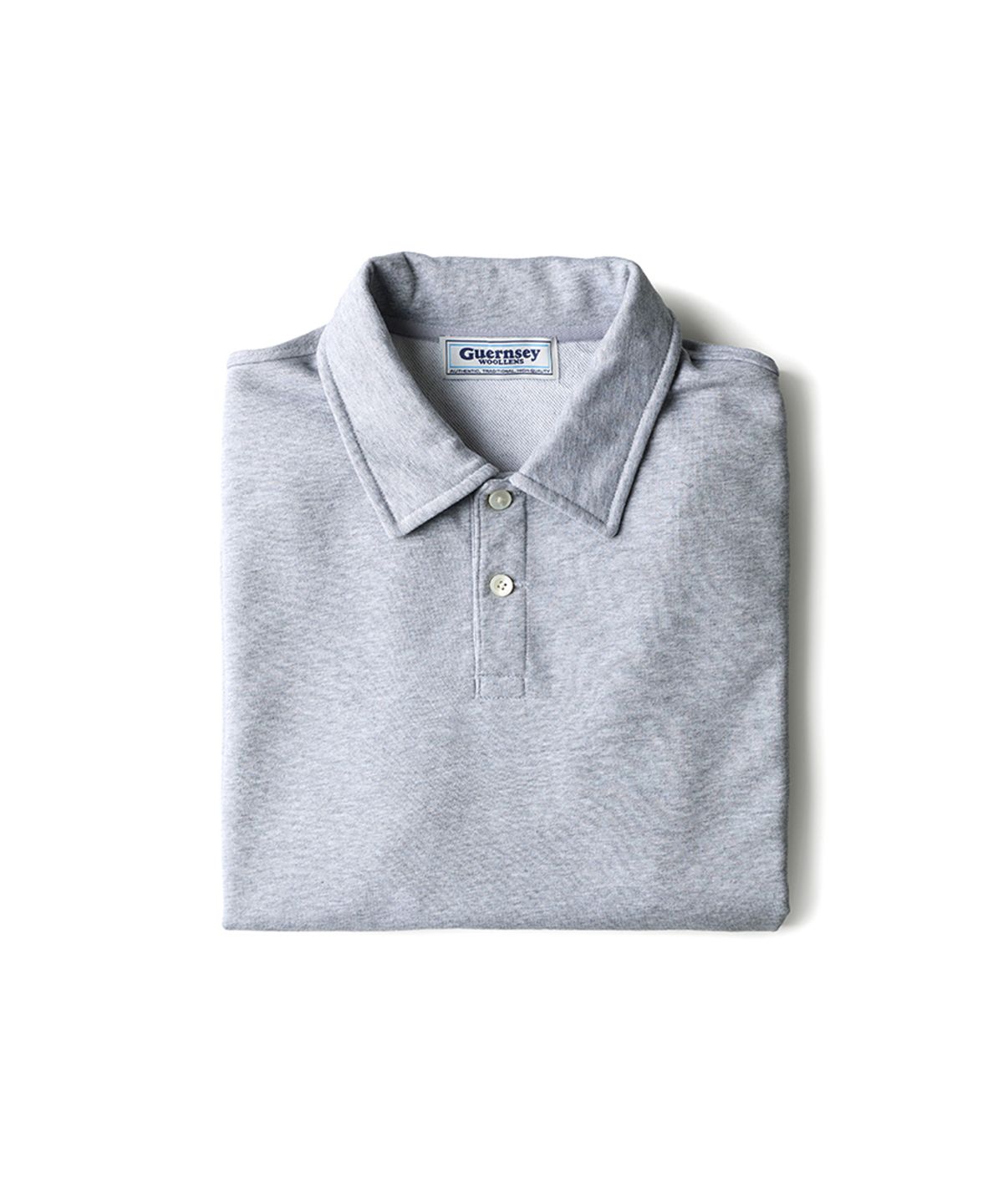 건지 울른스(Guernsey Woollens) 스웻 카라 반팔 티셔츠 - 멜란지 그레이