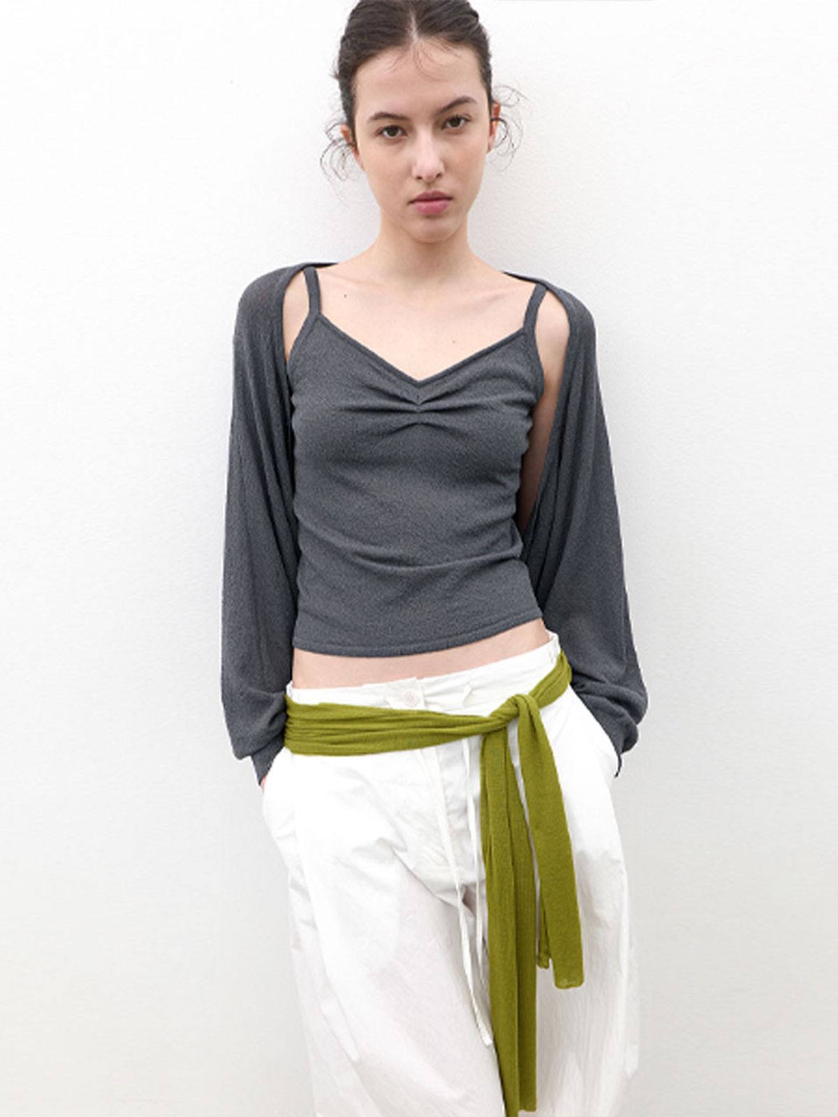 아틀리에 나인(ATELIER NAIN) BOUCLE SHIRRING BOLERO TOP SET (CD-2265)