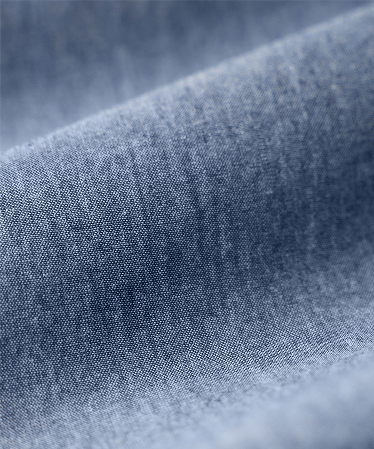 건지 울른스(Guernsey Woollens) 샴브레이 워크 반팔 셔츠 - 미드 블루
