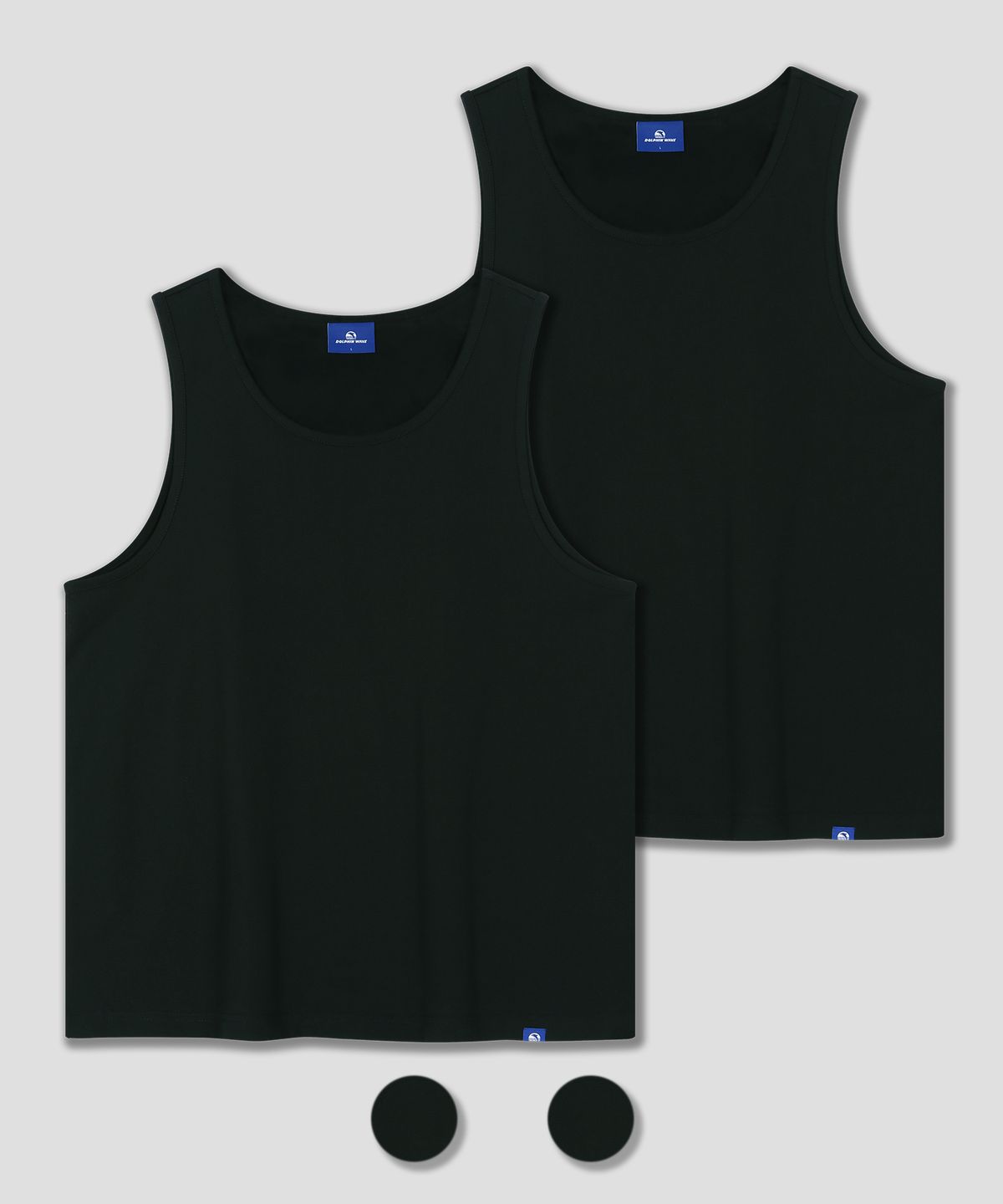 돌핀웨이브어패럴(DOLPHIN WAVE APPAREL) [2팩] 돌핀 루즈 스쿱넥 슬리브리스 탑