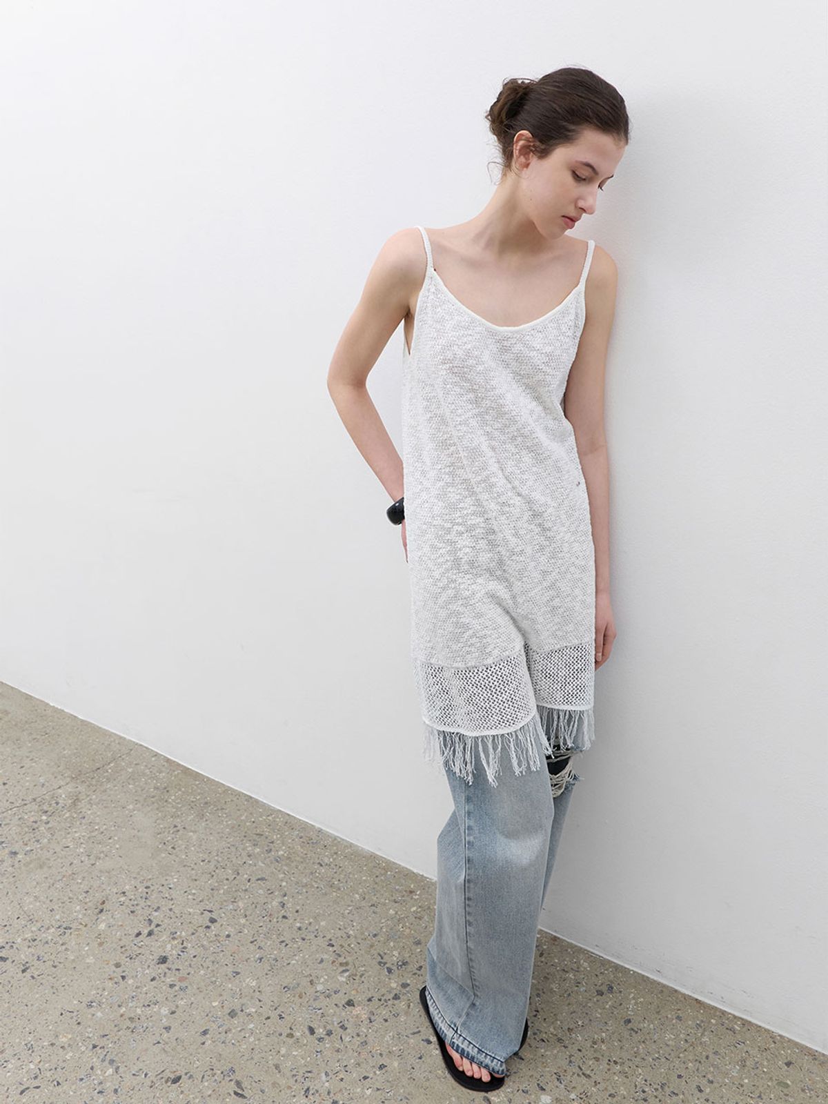 아틀리에 나인(ATELIER NAIN) FRINGE DETAIL KNIT DRESS (OP-6330)