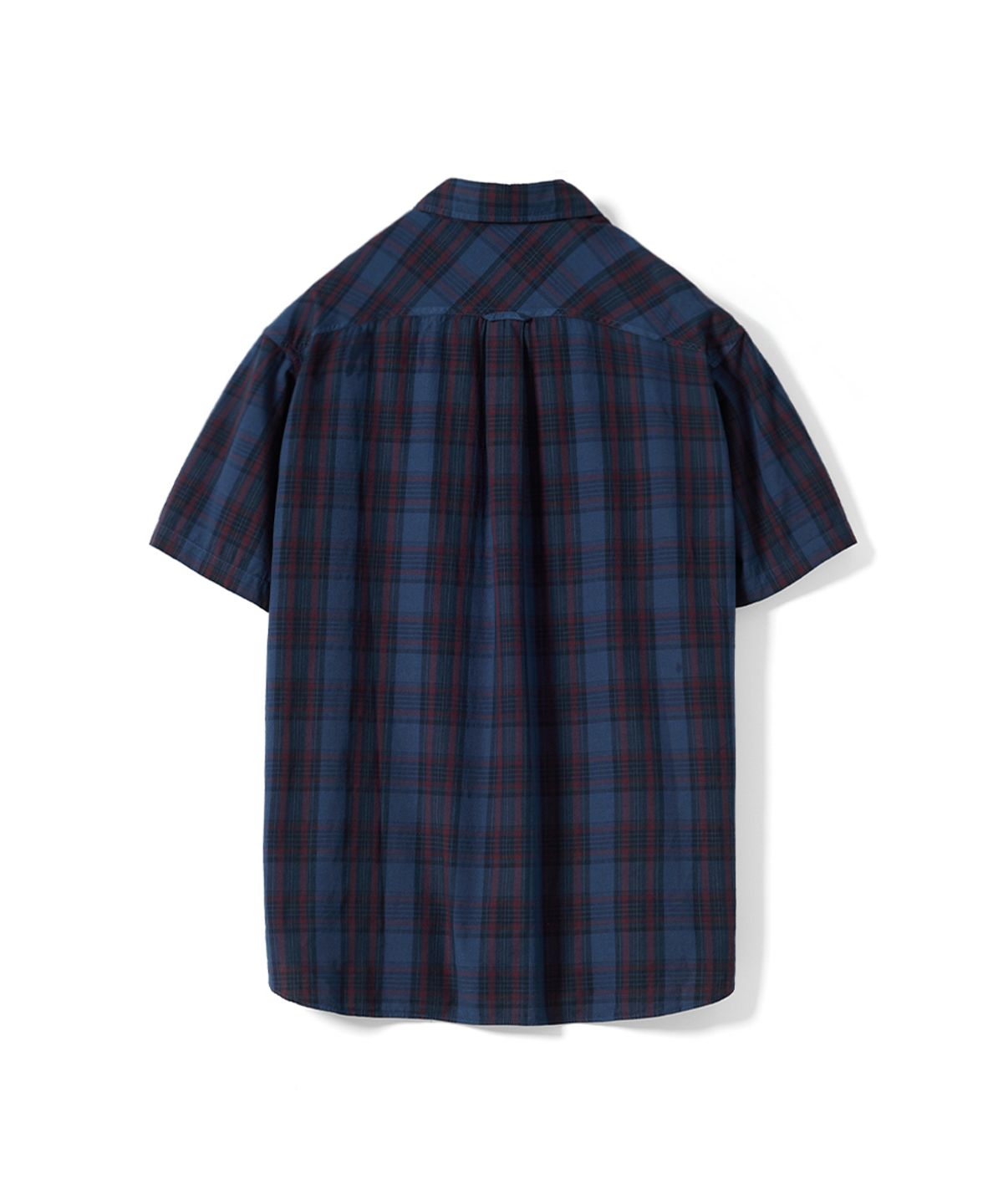 건지 울른스(Guernsey Woollens) 체크 브리티쉬 아미 반팔 셔츠 - 피그먼트 네이비