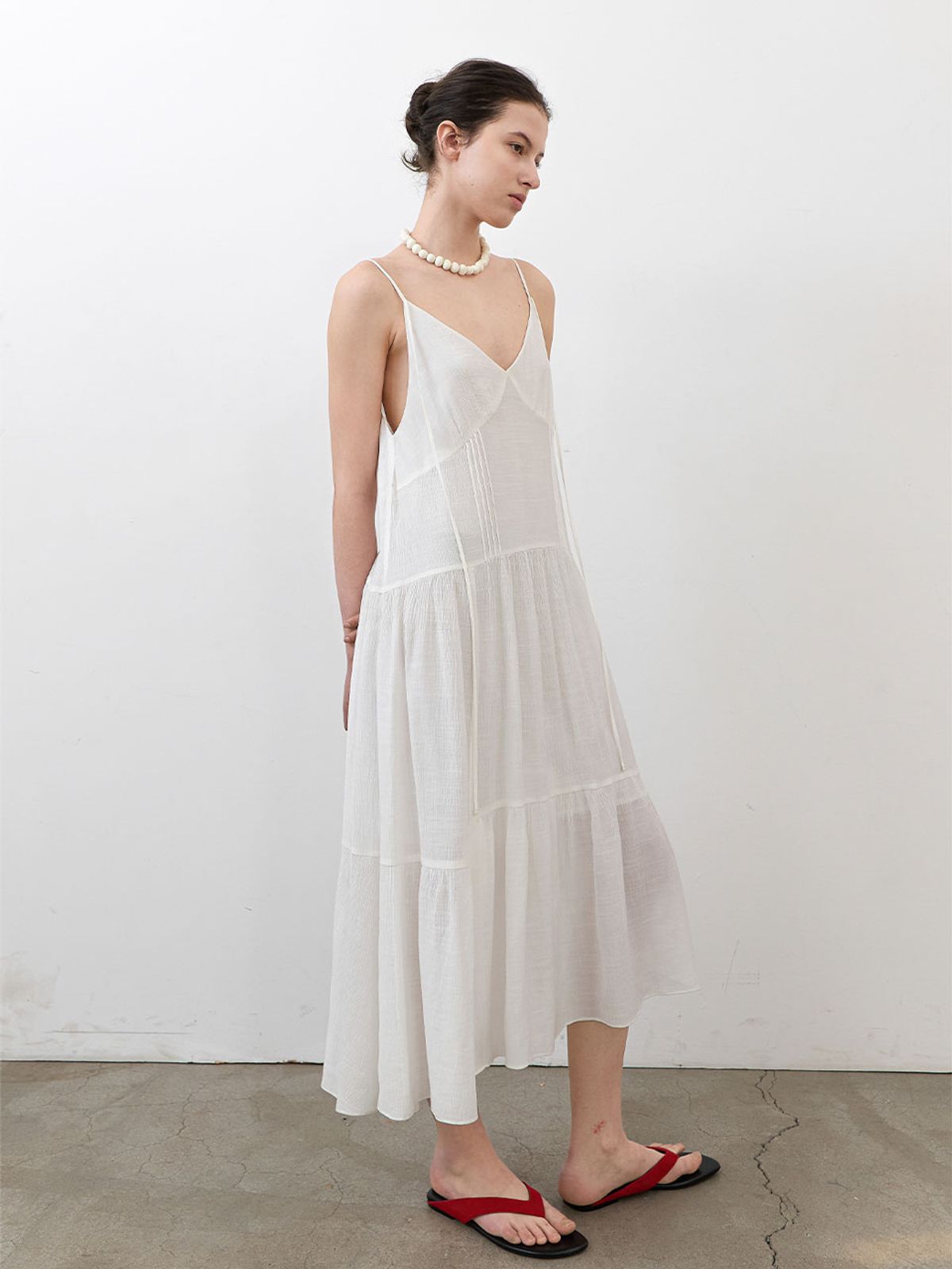 아틀리에 나인(ATELIER NAIN) HALTER STRING SHIRRING MAXI DRESS (OP-6341)