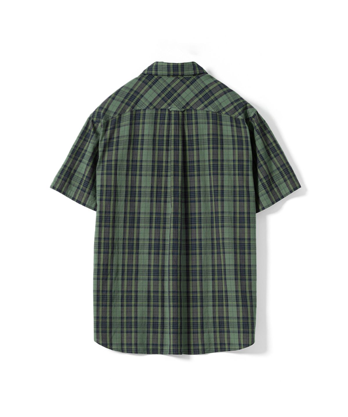 건지 울른스(Guernsey Woollens) 체크 브리티쉬 아미 반팔 셔츠 - 피그먼트 그린
