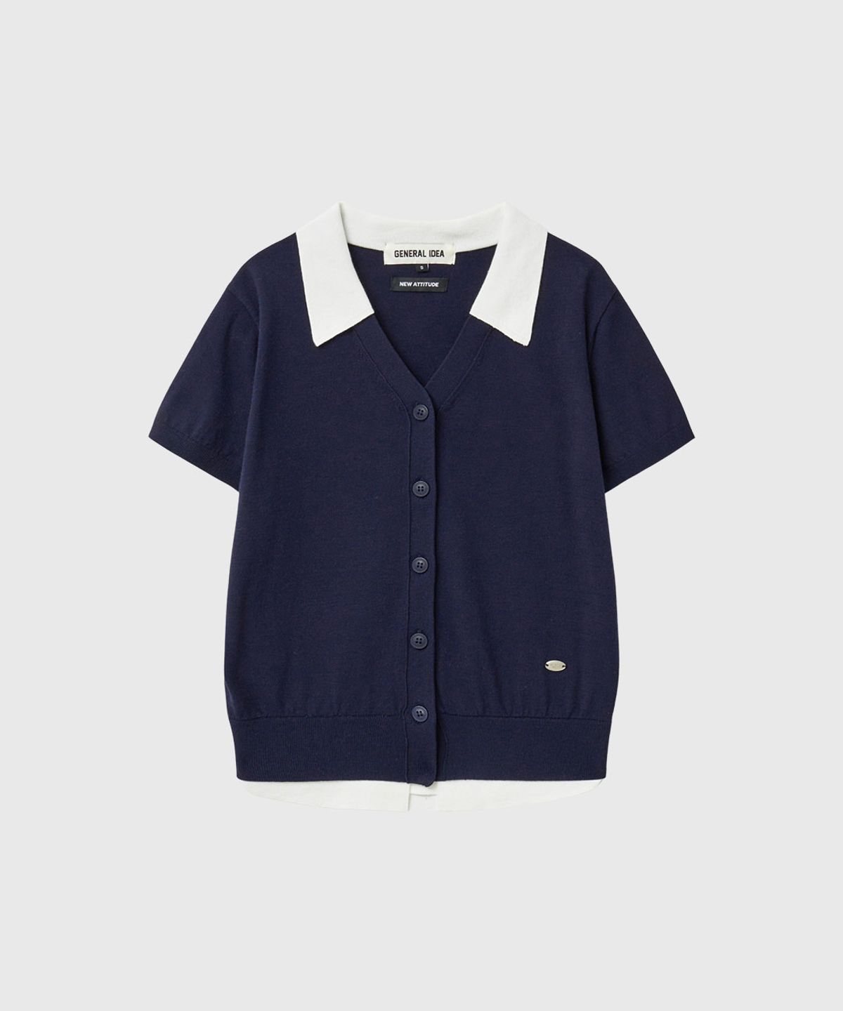 제너럴아이디어(GENERALIDEA) 레이어드 에센셜 하프 가디건 [NAVY] / WBE2L04534