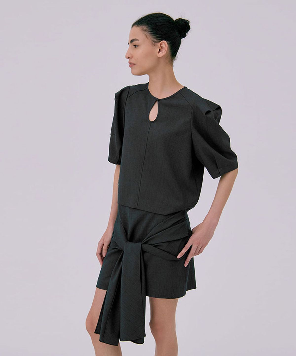 분더캄머(WNDERKAMMER) Puff Sleeve Blouse_Dark Navy(퍼프 소매 블라우스_다크 네이비)