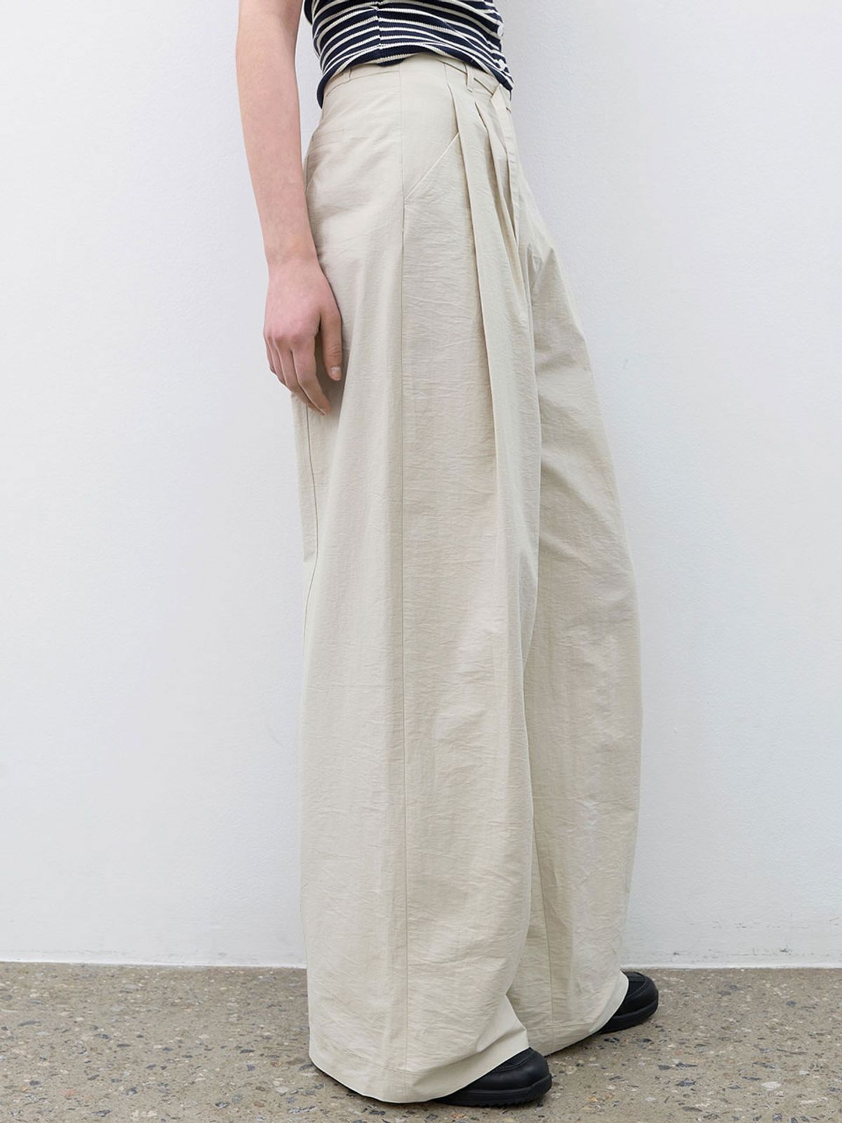 아틀리에 나인(ATELIER NAIN) BELTED TWO TUCK WIDE SUMMER PANTS S (PT-5776)