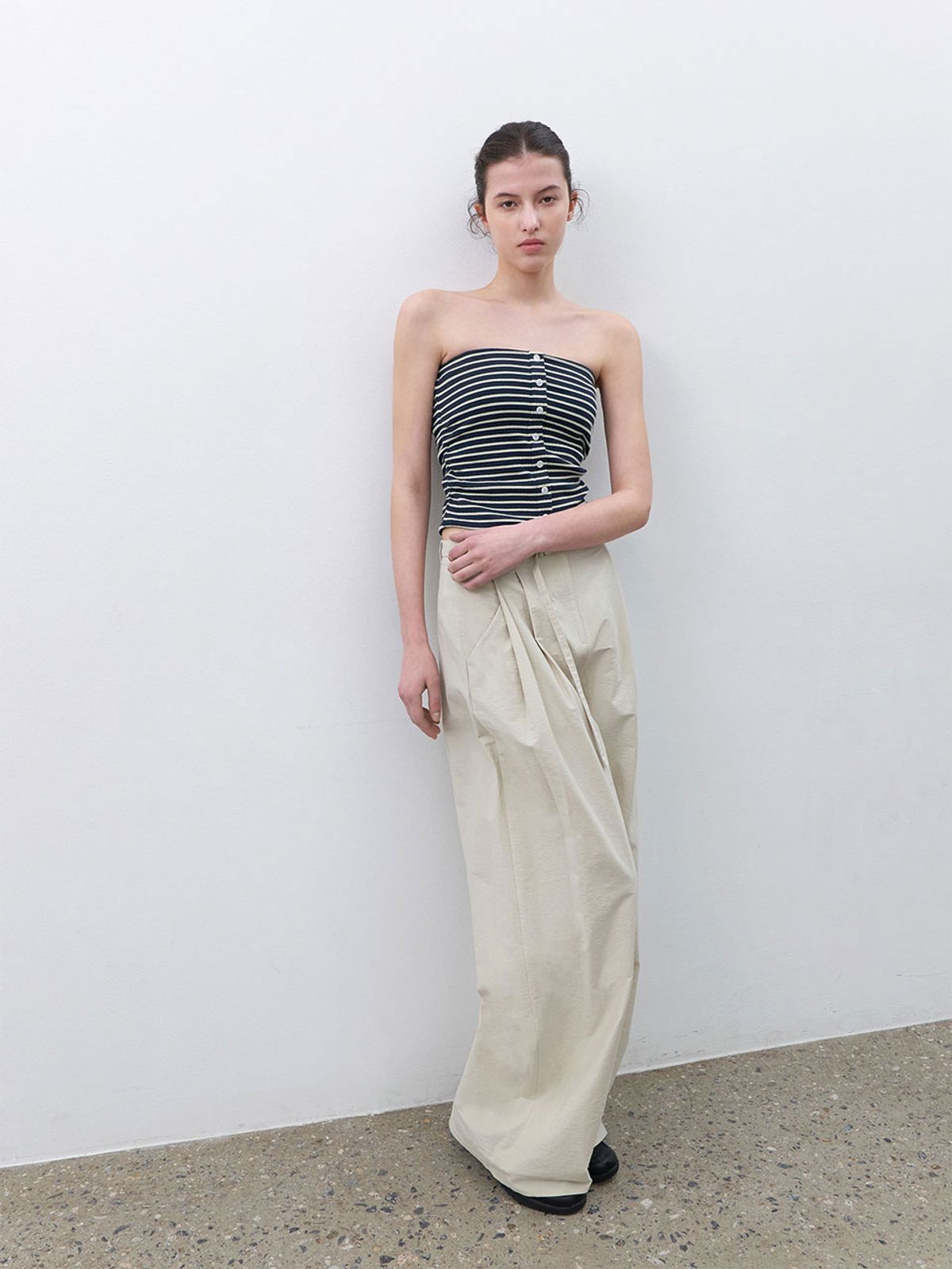 아틀리에 나인(ATELIER NAIN) BELTED TWO TUCK WIDE SUMMER PANTS S (PT-5776)