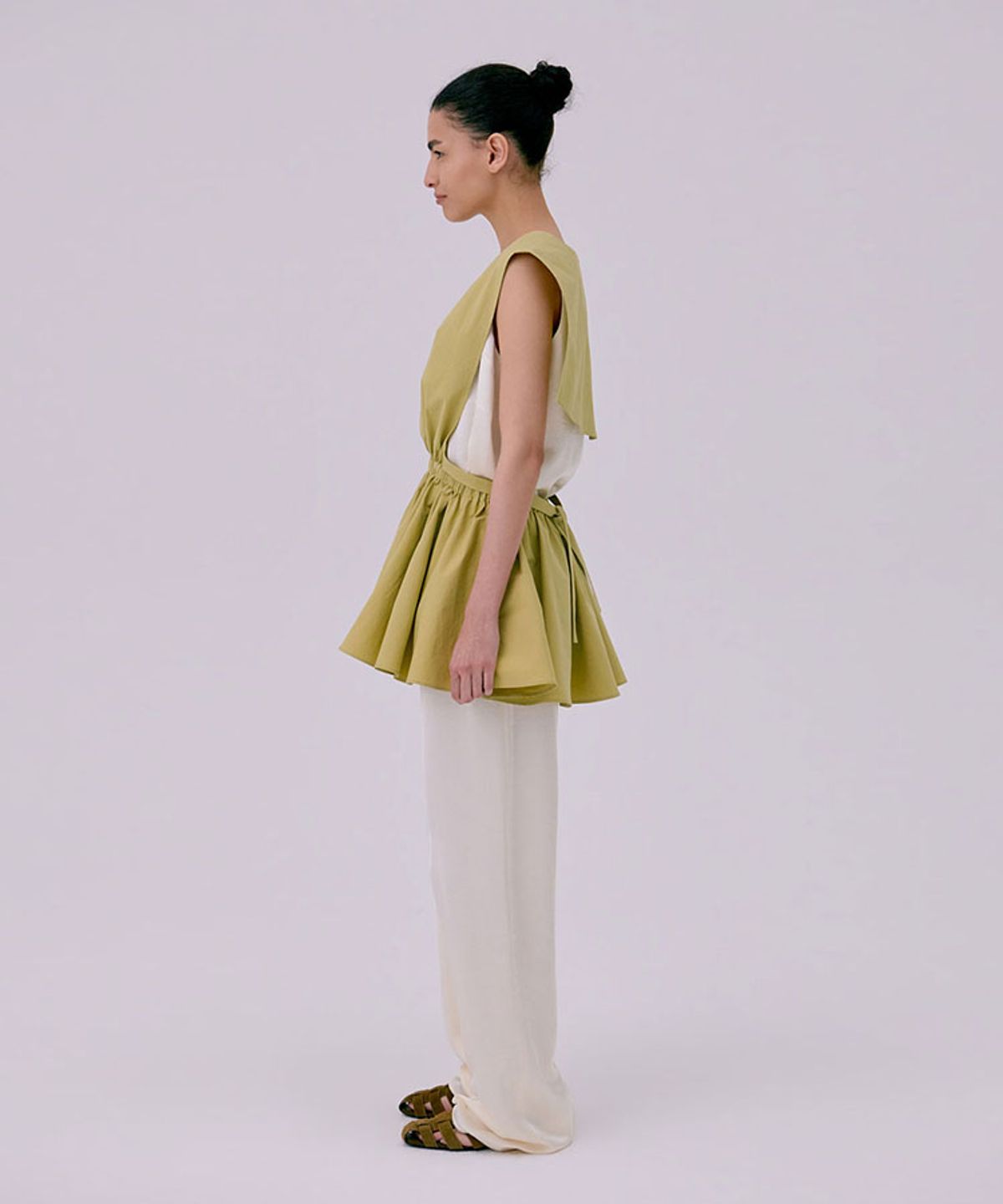분더캄머(WNDERKAMMER) Sailor Collar Layered Top_Olive(세일러 칼라 레이어드 탑_올리브)