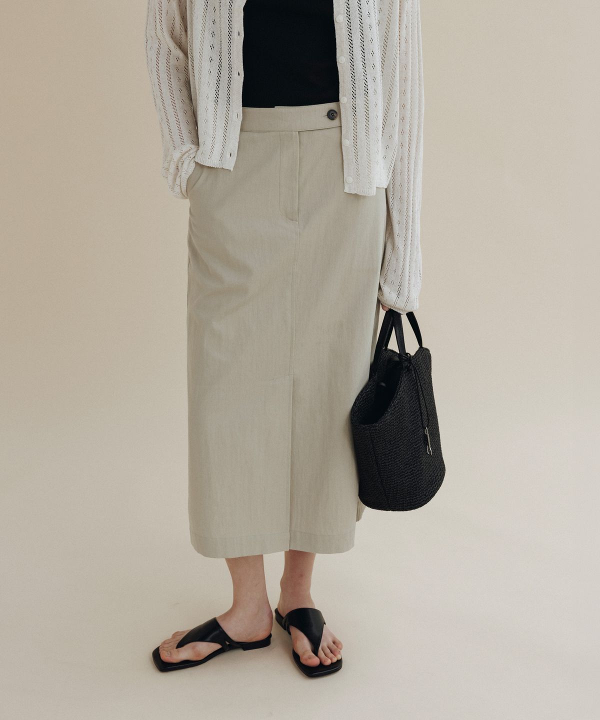 망고매니플리즈(MANGO MANY PLEASE) BILL H SKIRT_KHAKI BEIGE