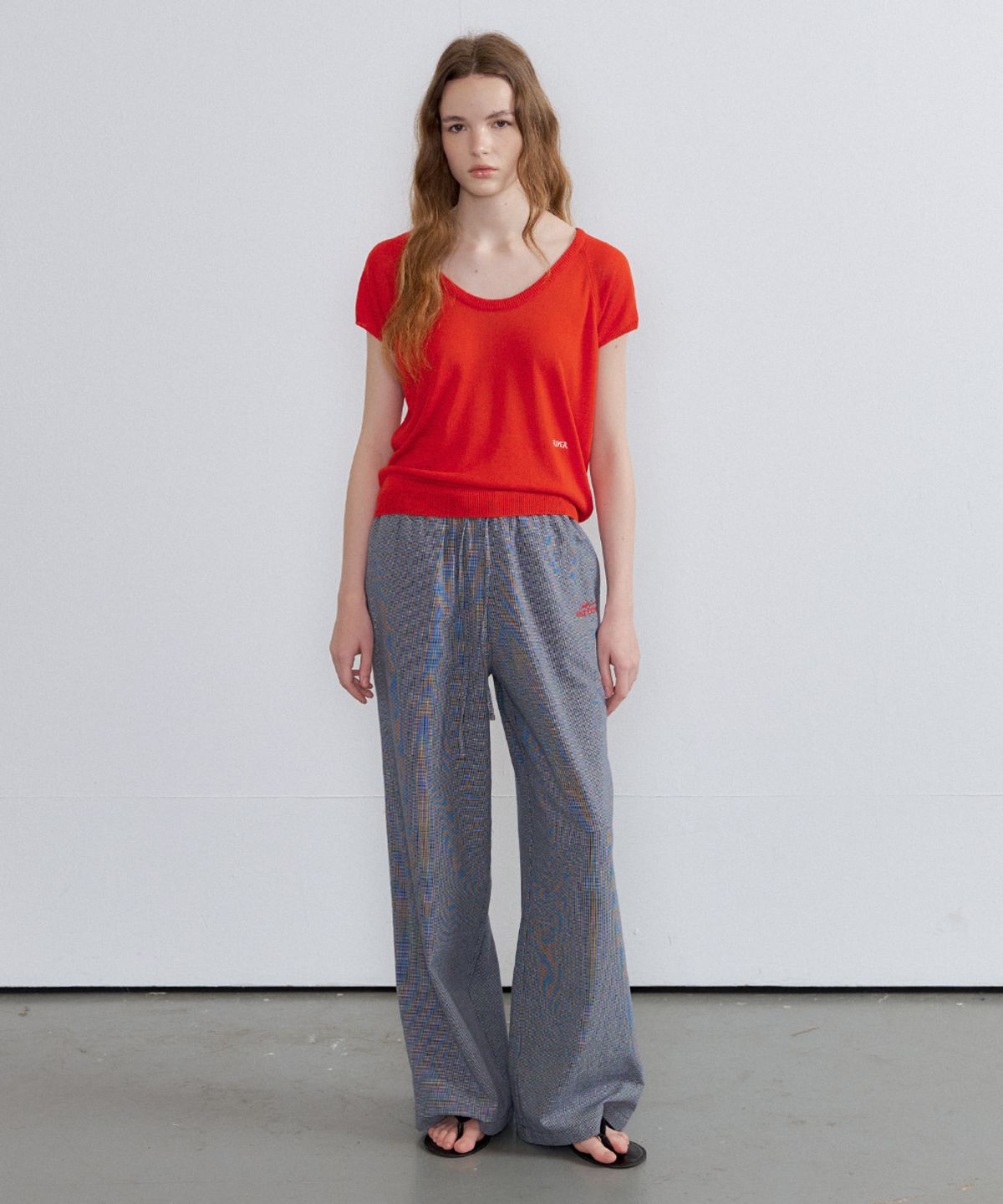 프리버07(FRIVER07) Cotton sheer banding pants [FRSP07PT01]_Check navy
