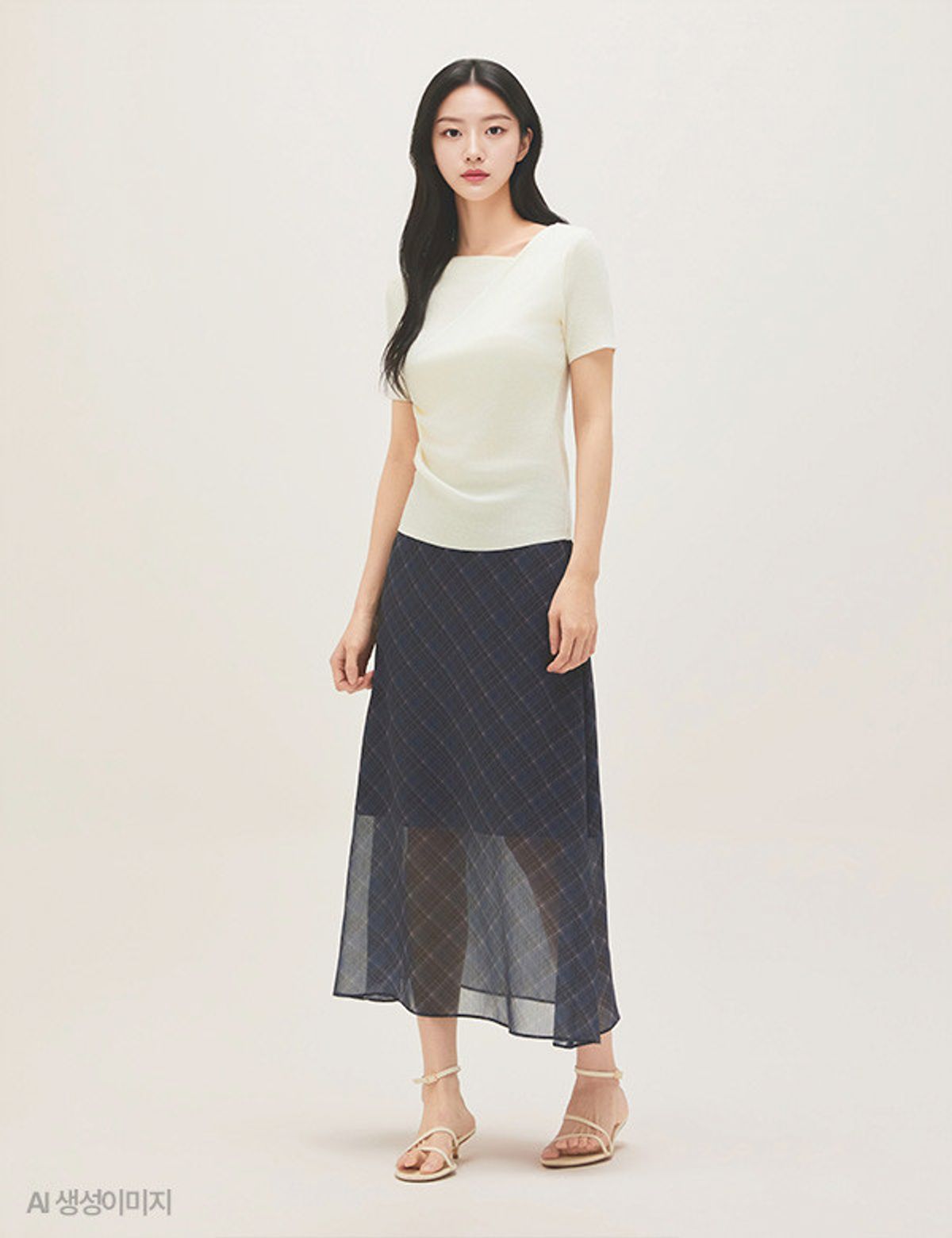 로엠(ROEM) 체크 롱 스커트 RMWHG24RT1