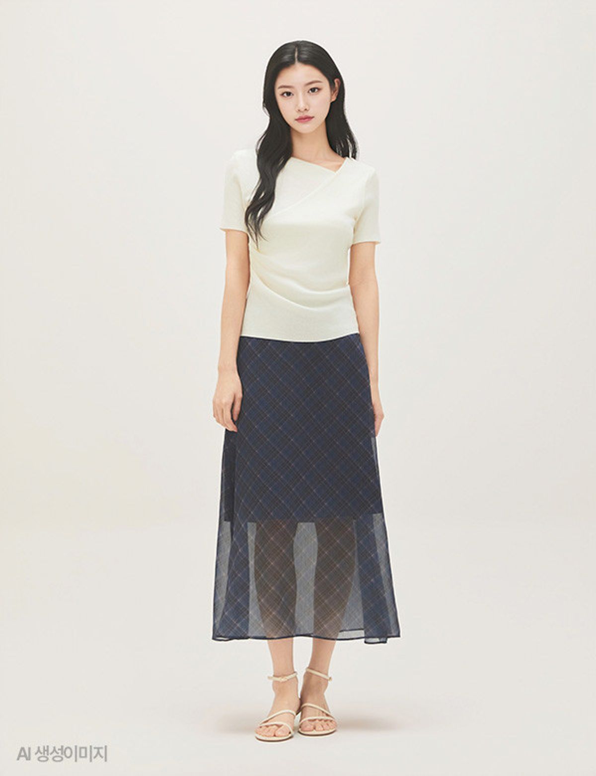 로엠(ROEM) 체크 롱 스커트 RMWHG24RT1