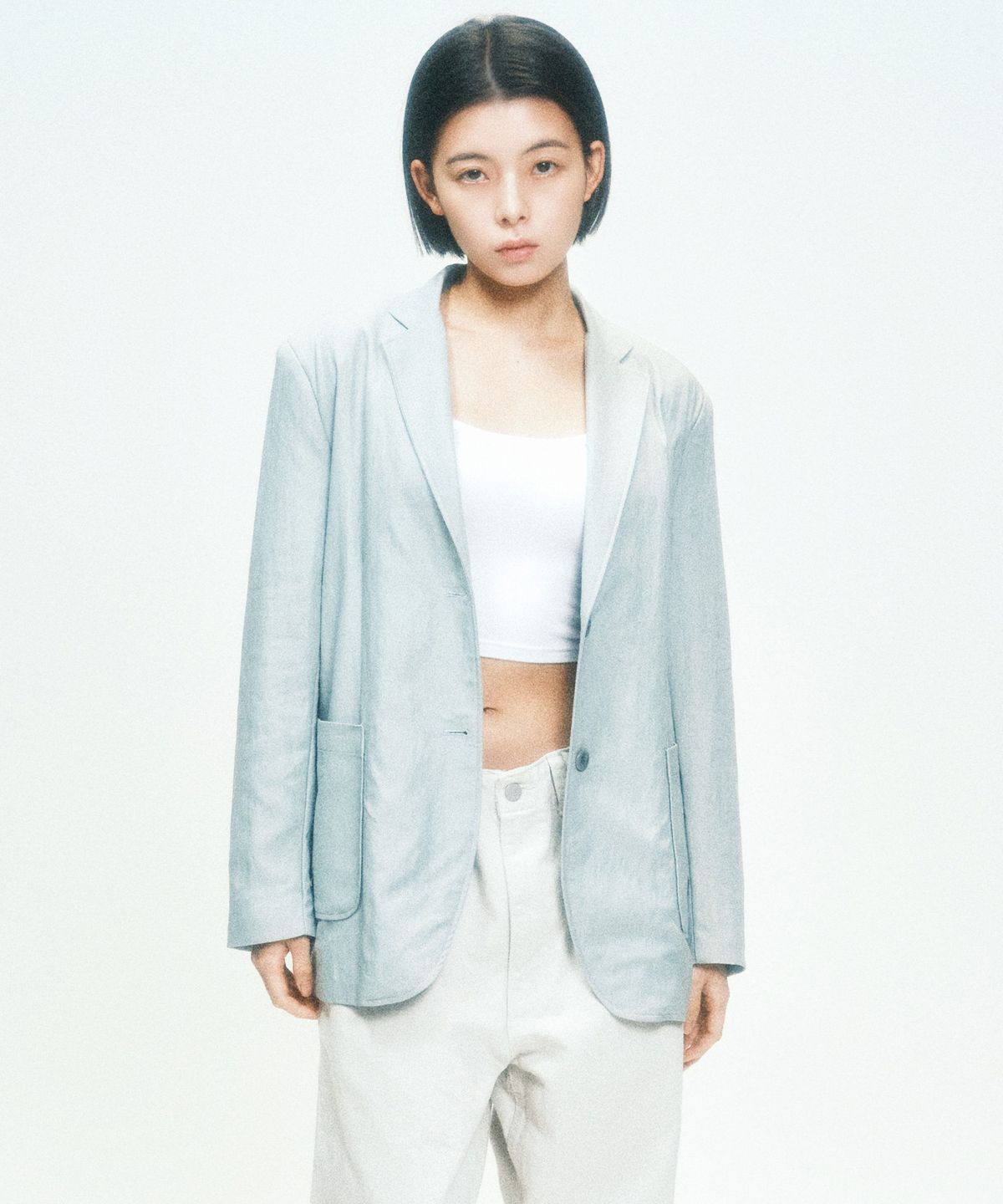 요로코비(YOROKOBY) 세미오버 포켓 블레이저 더스티 민트