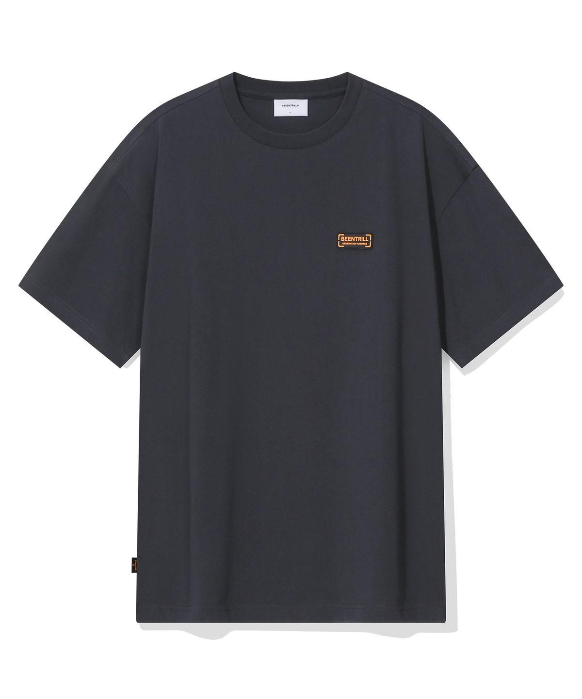빈트릴(BEENTRILL) 택티컬 해시태그 오버핏 반팔티(차콜)