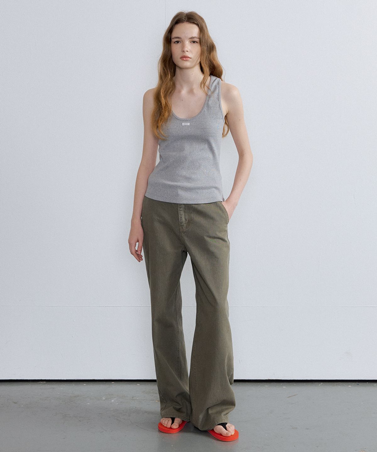 프리버07(FRIVER07) U-neck label point sleeveless top [FRSP07SL01]_Gray