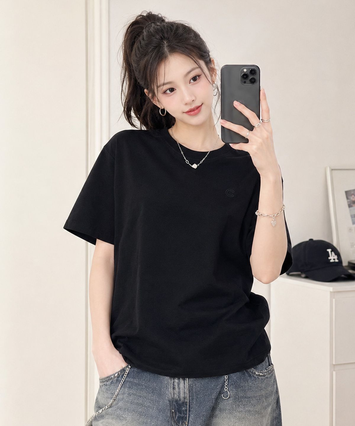 체이스컬트(CHASECULT) 공용 로고 반팔 티셔츠-FBZU5801C03