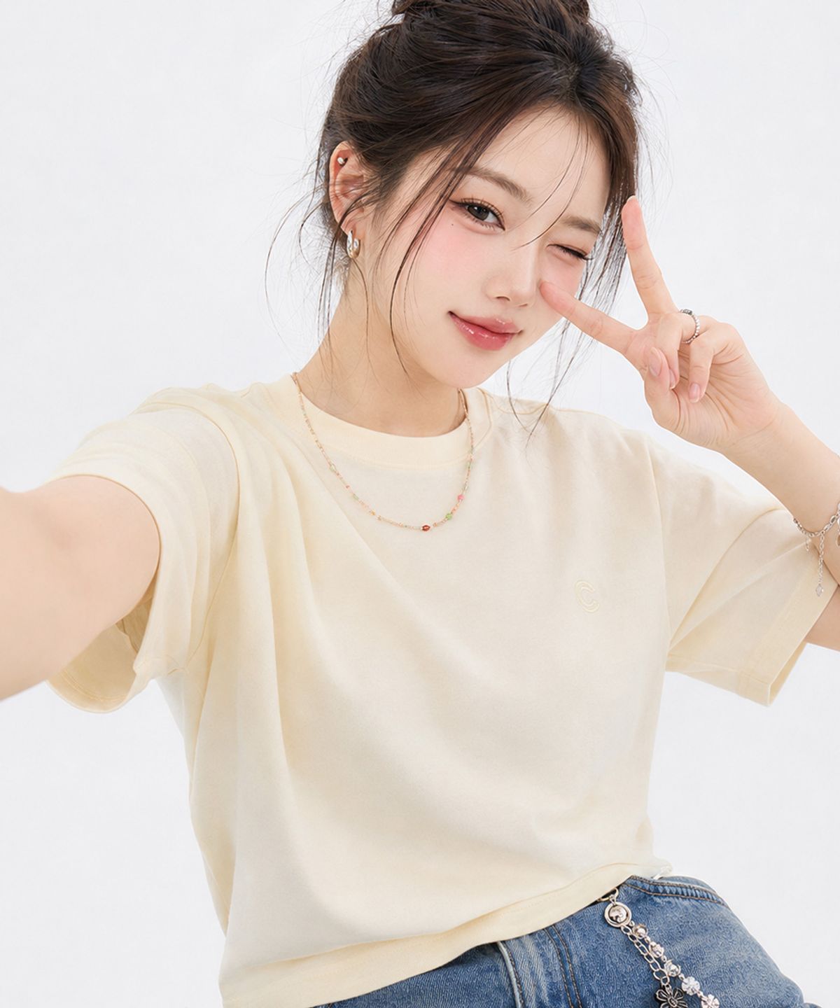체이스컬트(CHASECULT) 공용 로고 반팔 티셔츠-FBZU5801C06