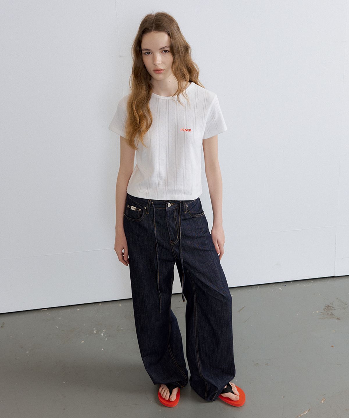 프리버07(FRIVER07) Cotton eyelet crop t-shirt [FRSP07TS10]_Ivory