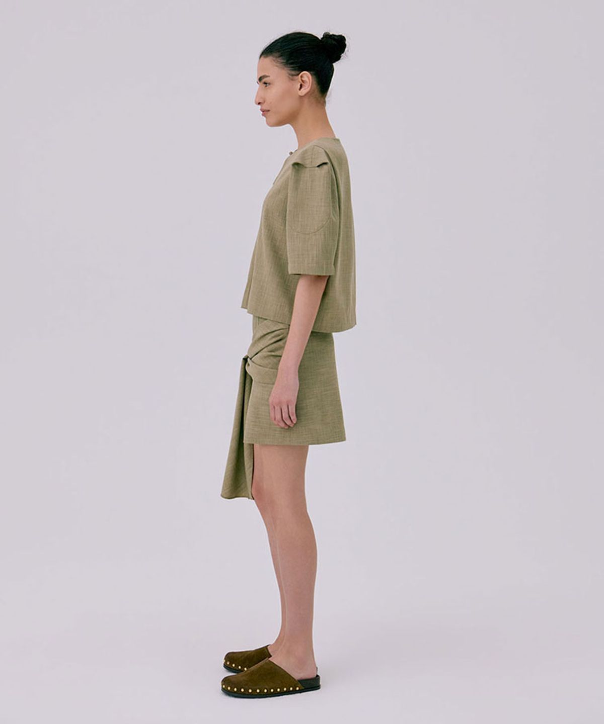 분더캄머(WNDERKAMMER) Tied Mini Skirt_Brown(타이드 미니스커트_브라운)