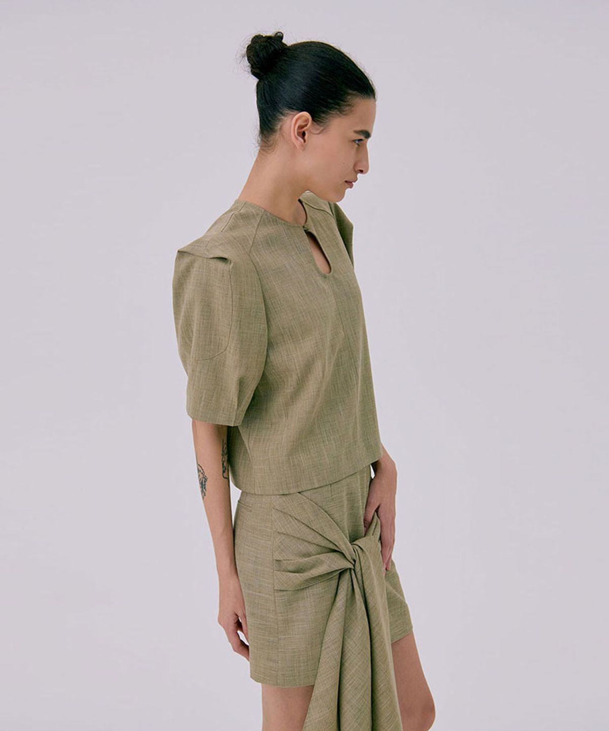분더캄머(WNDERKAMMER) Tied Mini Skirt_Brown(타이드 미니스커트_브라운)