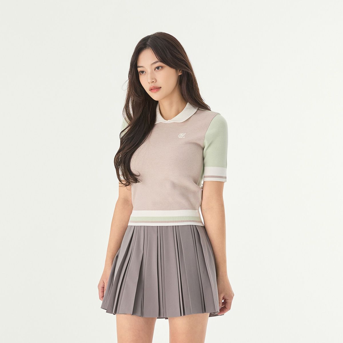페어라이어 골프(FAIRLIAR GOLF) 밴드 더블 플리츠 스커트 (코코아)