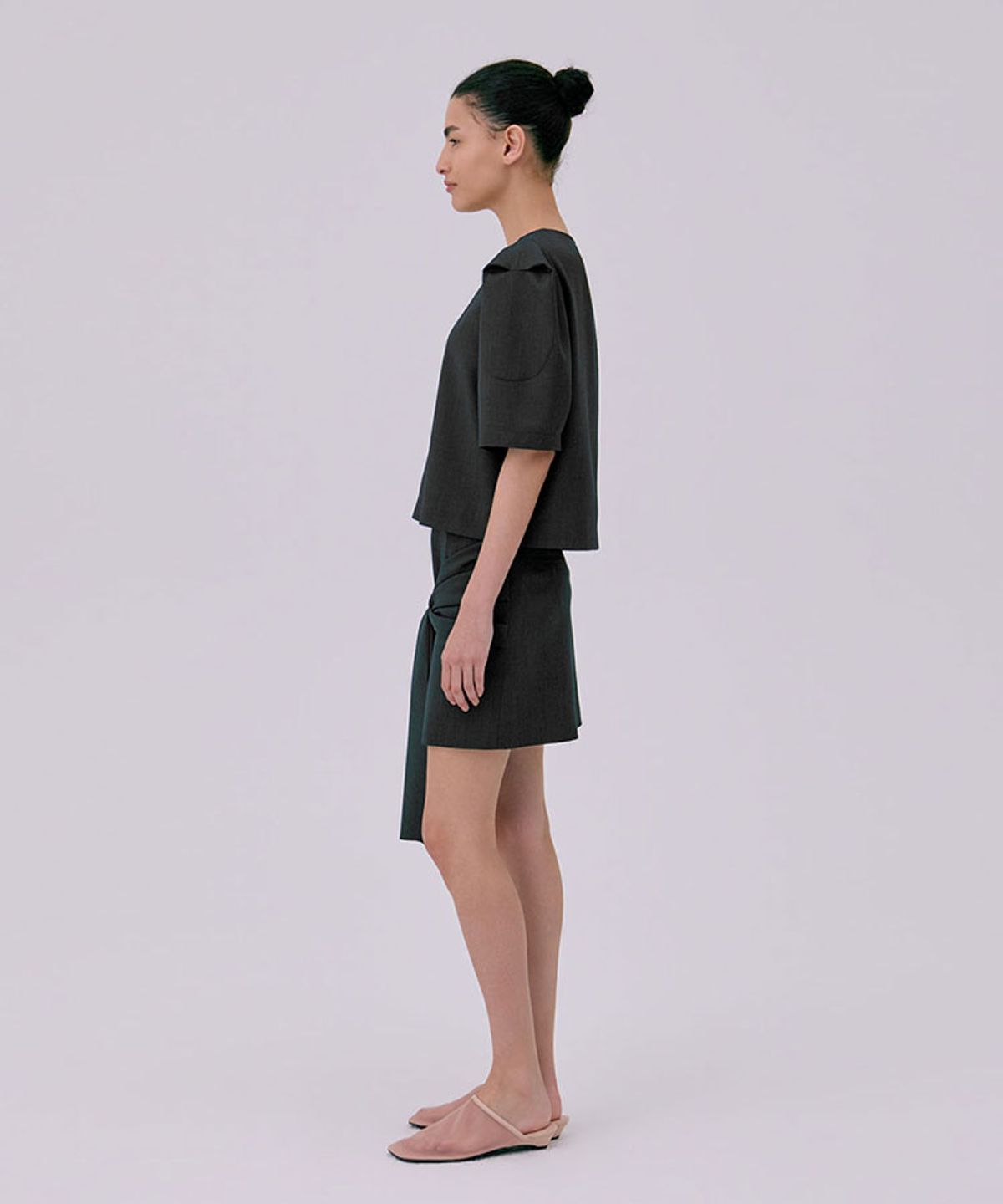분더캄머(WNDERKAMMER) Tied Mini Skirt_Navy(타이드 미니스커트_네이비)