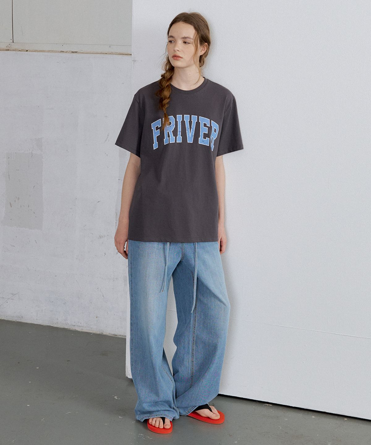 프리버07(FRIVER07) Overfit friver logo t-shirt [FRSP07TS15]_Charcoal