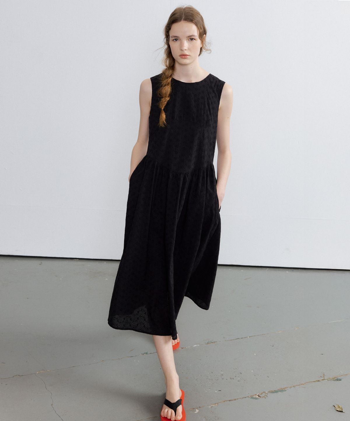 프리버07(FRIVER07) Ribbon pattern lace sleeveless dress [FRSP07OP02]_Black