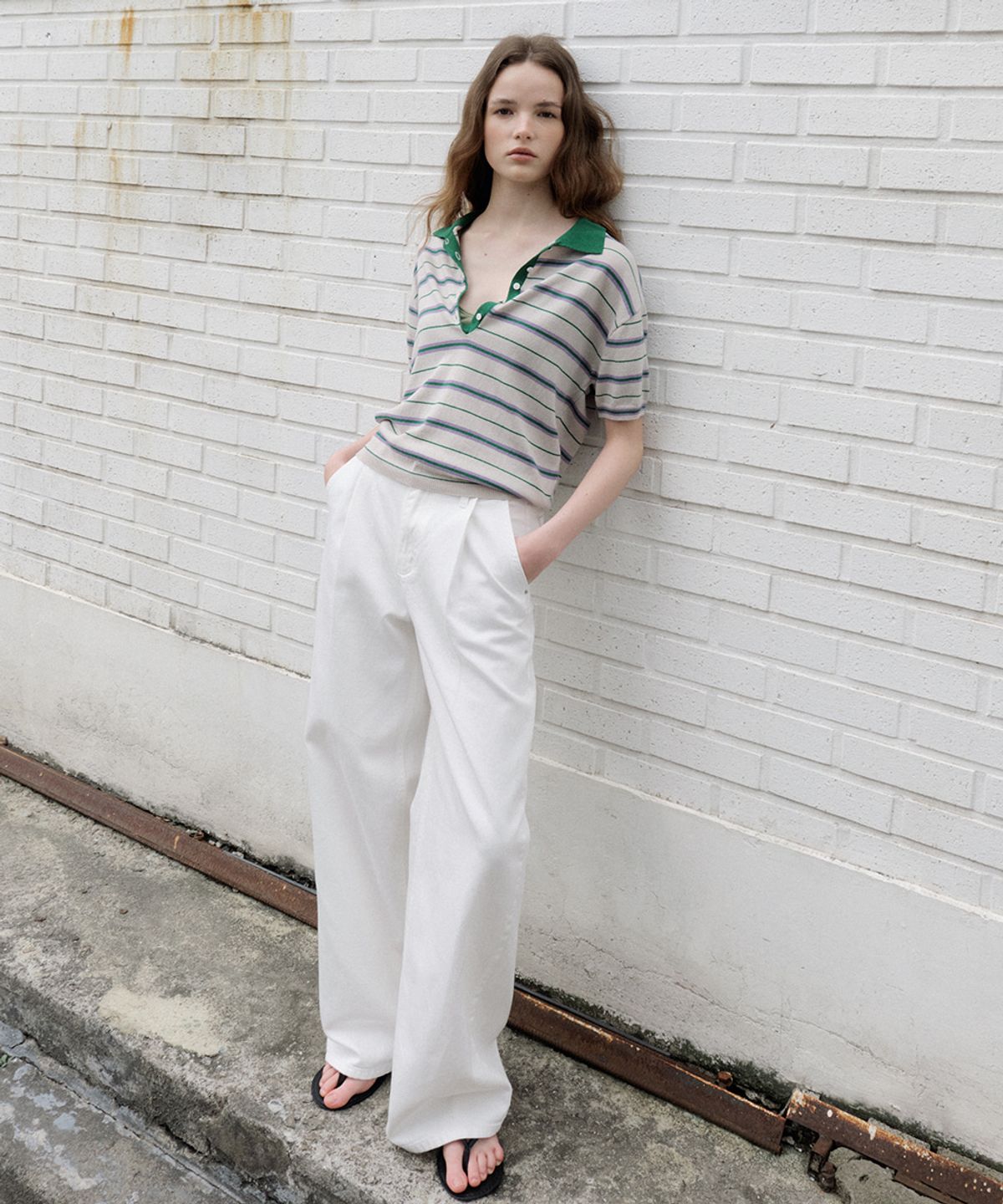 프리버07(FRIVER07) Essential stripe collar knit [FRSP07TN02]_Gray