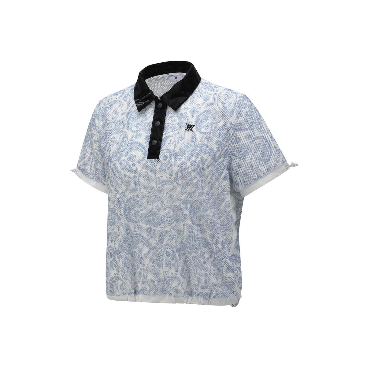 어뉴골프(ANEW GOLF) WOMEN PAISLEY MESH T-SHIRT_BL