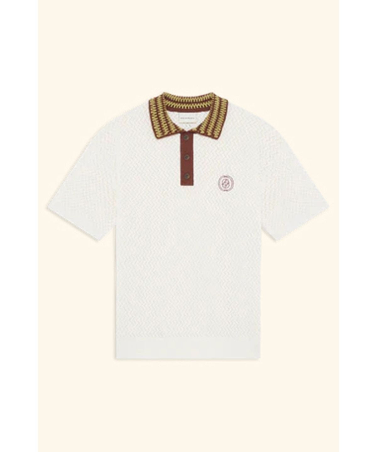 드롤드무슈(DROLE DE MONSIEUR) 미러 D 아쥬레 니트 폴로 Polo Maille Ajoure D Miroir D0WPM26206WHM